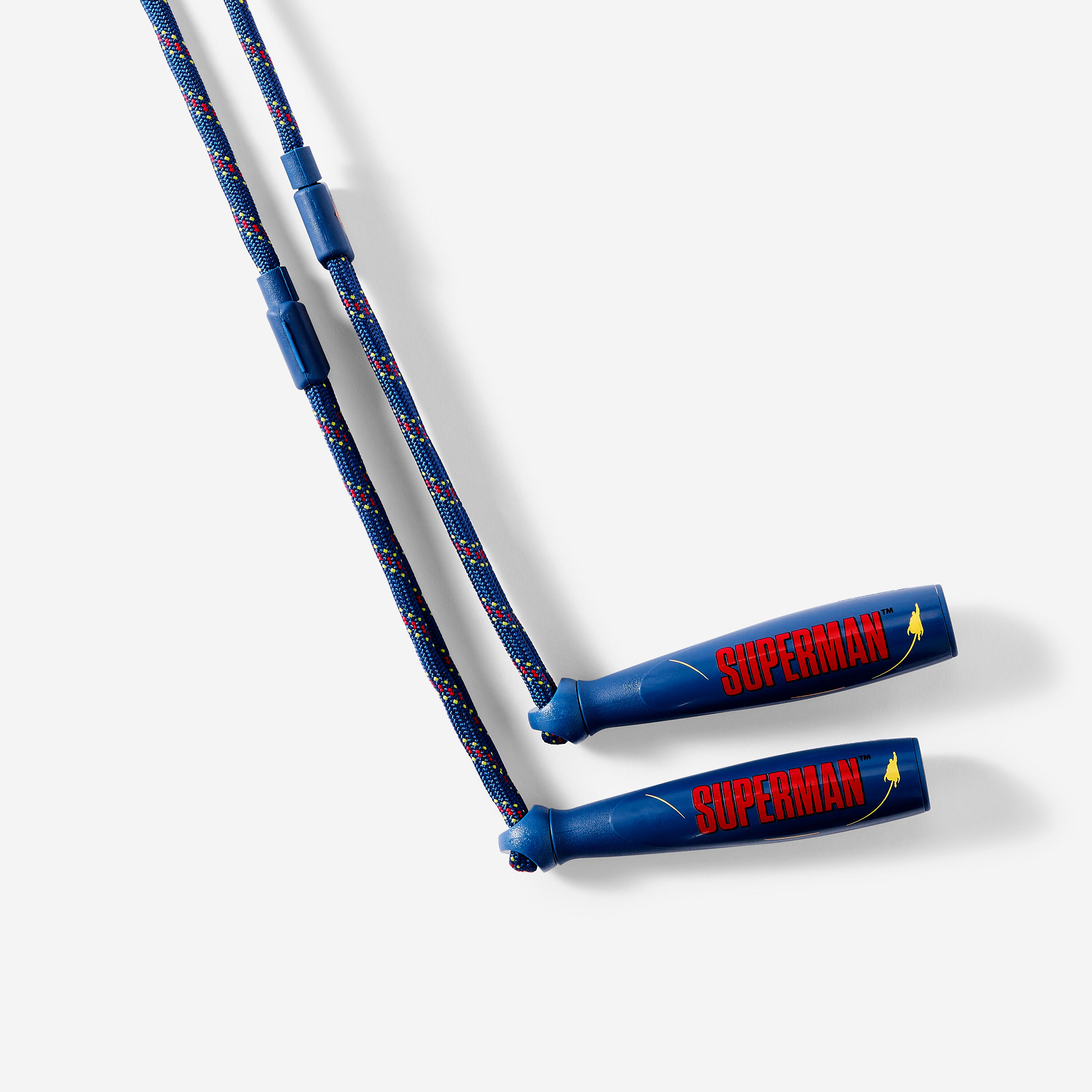 Corde à sauter réglable superman pour enfant, bleu rouge et jaune 3/6