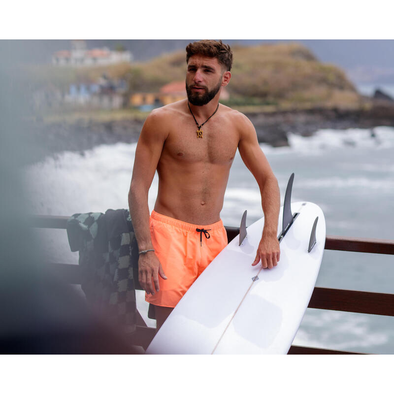 Erkek Kısa 15" Deniz Şortu/Boardshort - Turuncu - HENDAIA POCKET