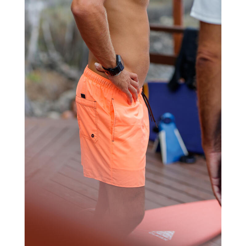 Erkek Kısa 15" Deniz Şortu/Boardshort - Turuncu - HENDAIA