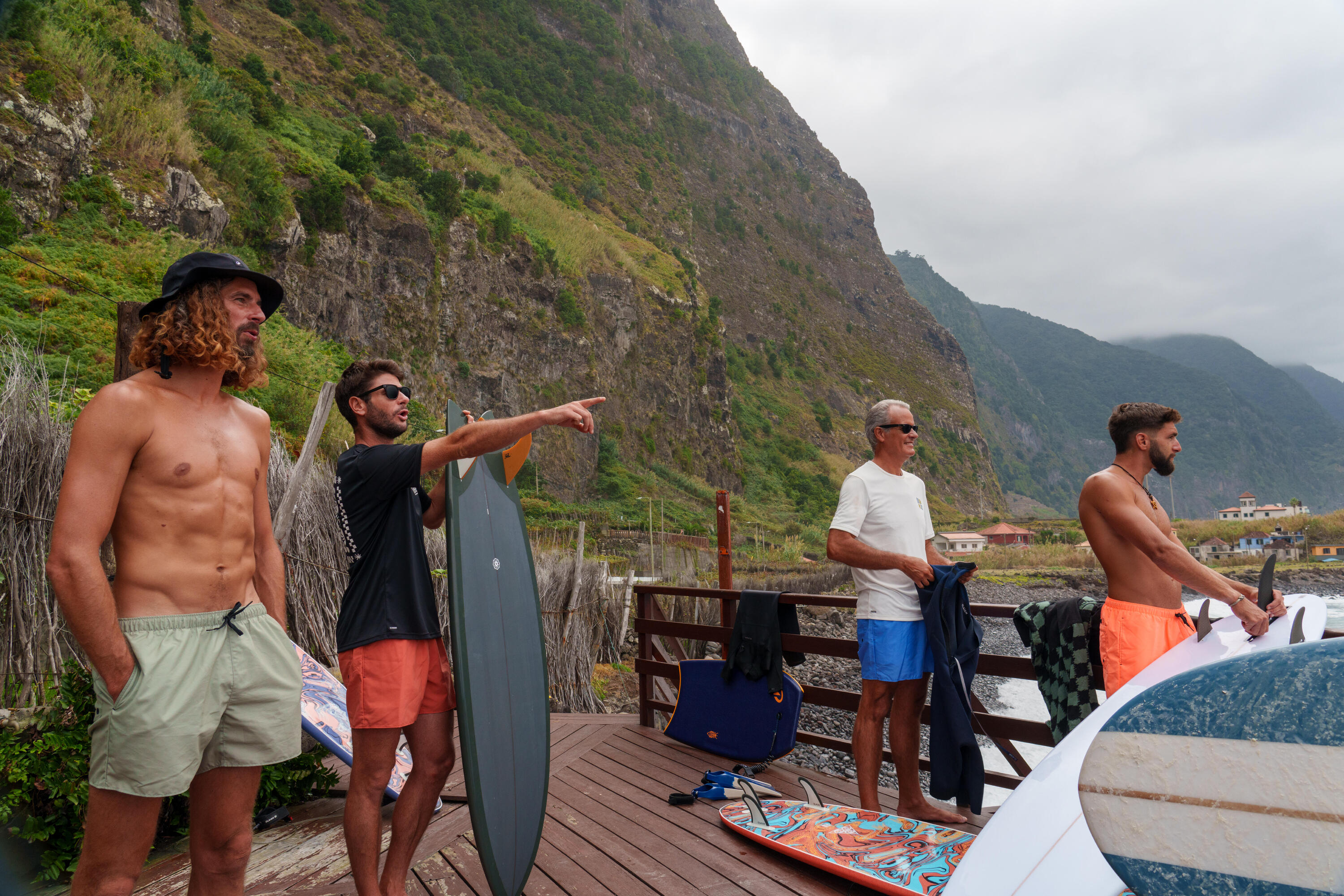 Calções de banho surf 100 Curtos 15" Homem - Hendaia Pockets Tijolo 8/9