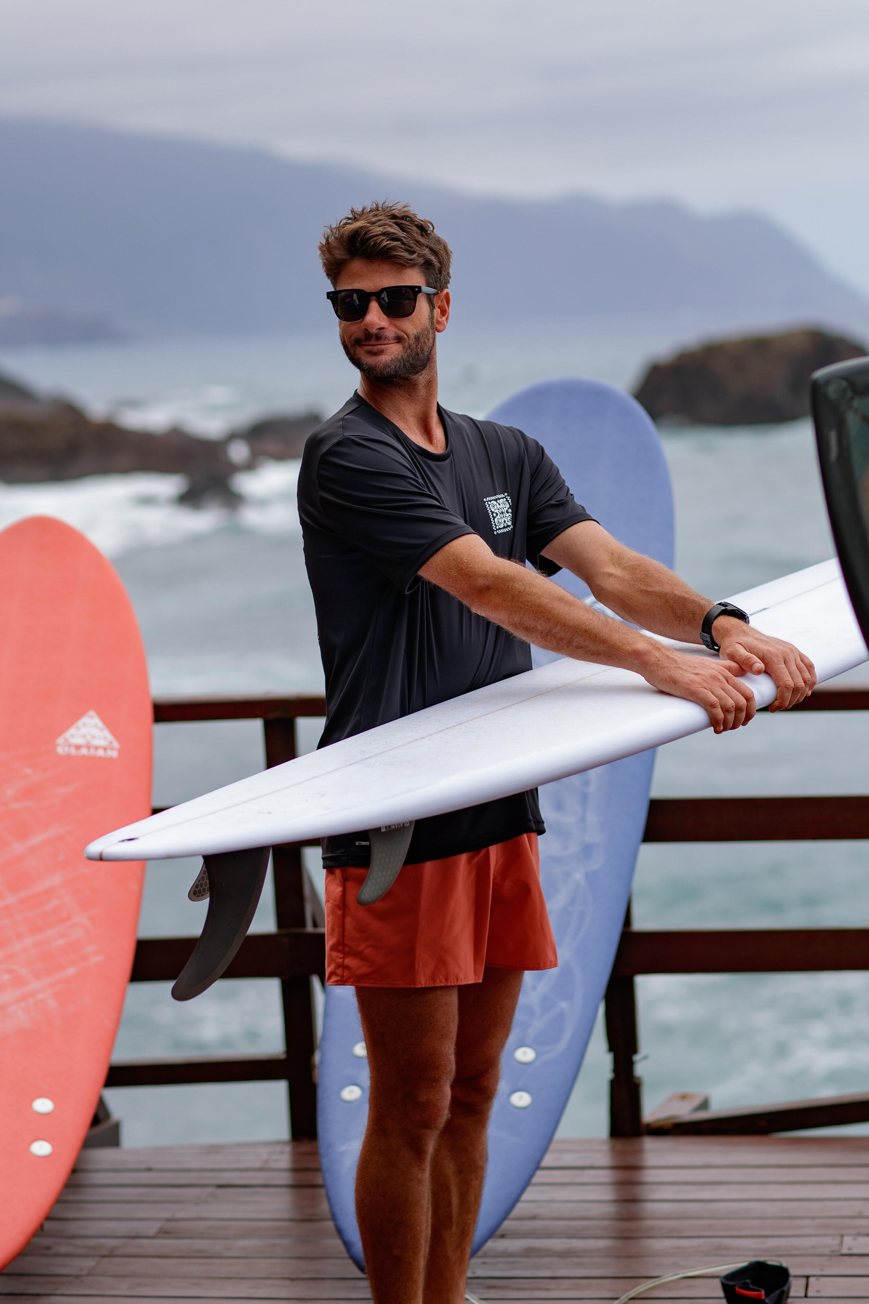 Calções de banho surf 100 Curtos 15" Homem - Hendaia Pockets Tijolo 9/9