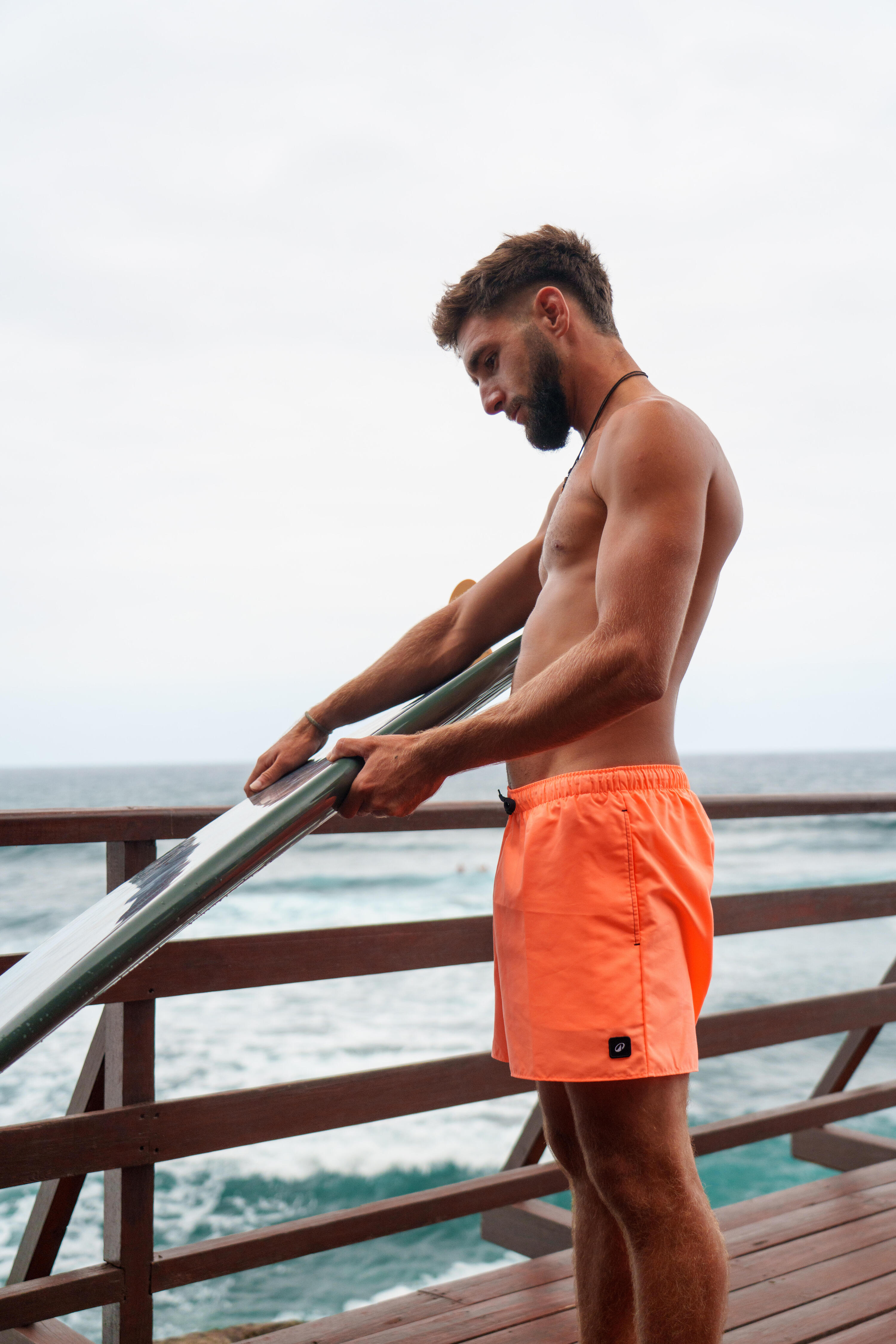 Bañador Hombre Corto 15" con bolsillos  Naranja 8/10