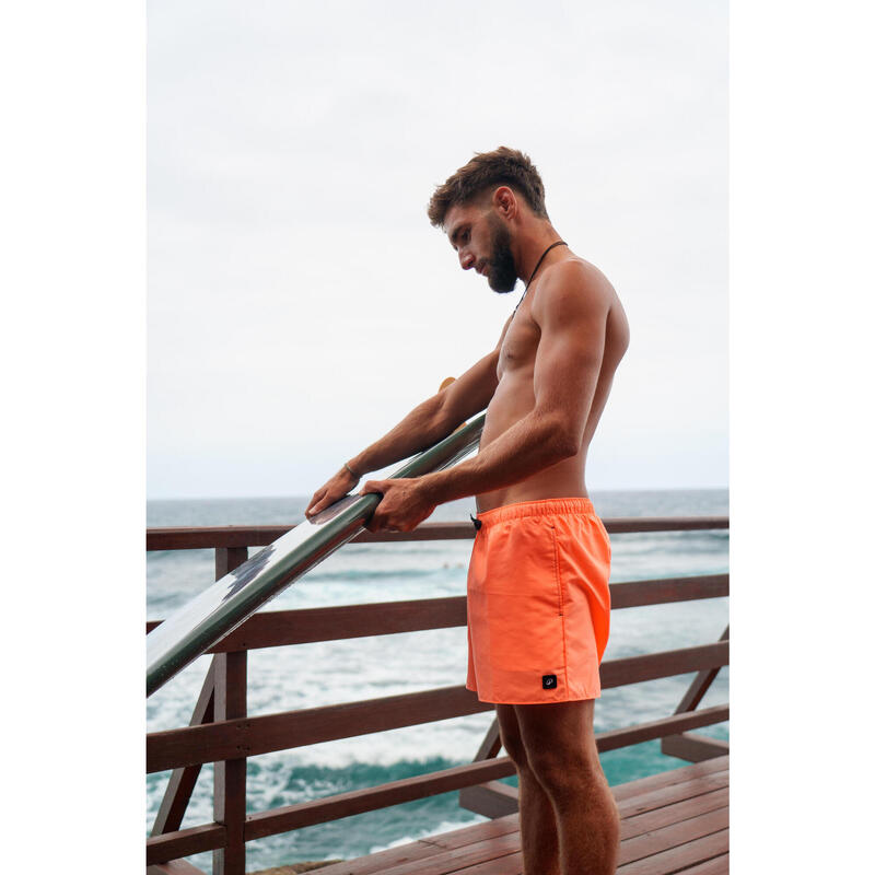 Erkek Kısa 15" Deniz Şortu/Boardshort - Turuncu - HENDAIA