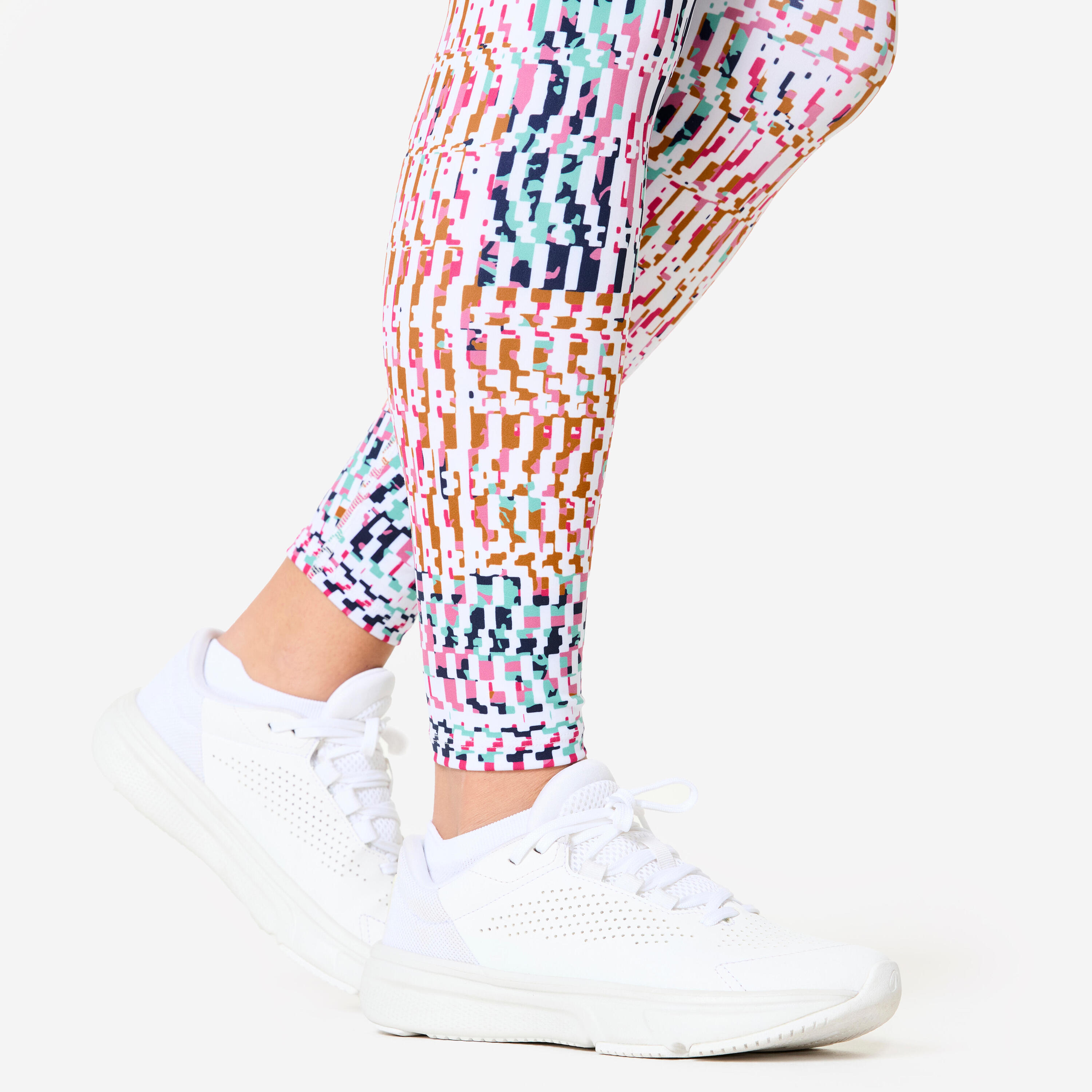 Leggings mit hohem Taillenbund Cardio-Fitness Damen, bedruckt 6/8