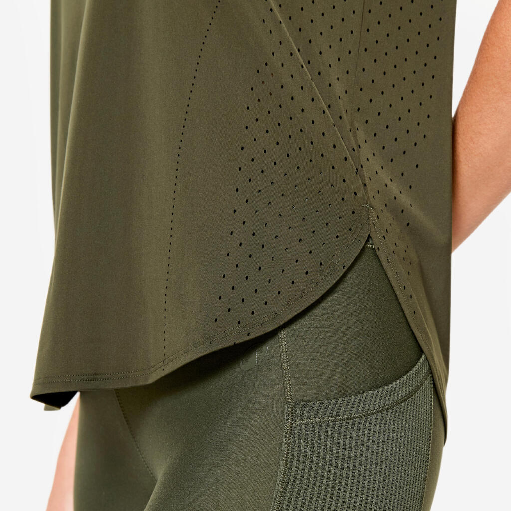 Women's Breathable Loose-Fit Fitness T-Shirt - Khaki Green