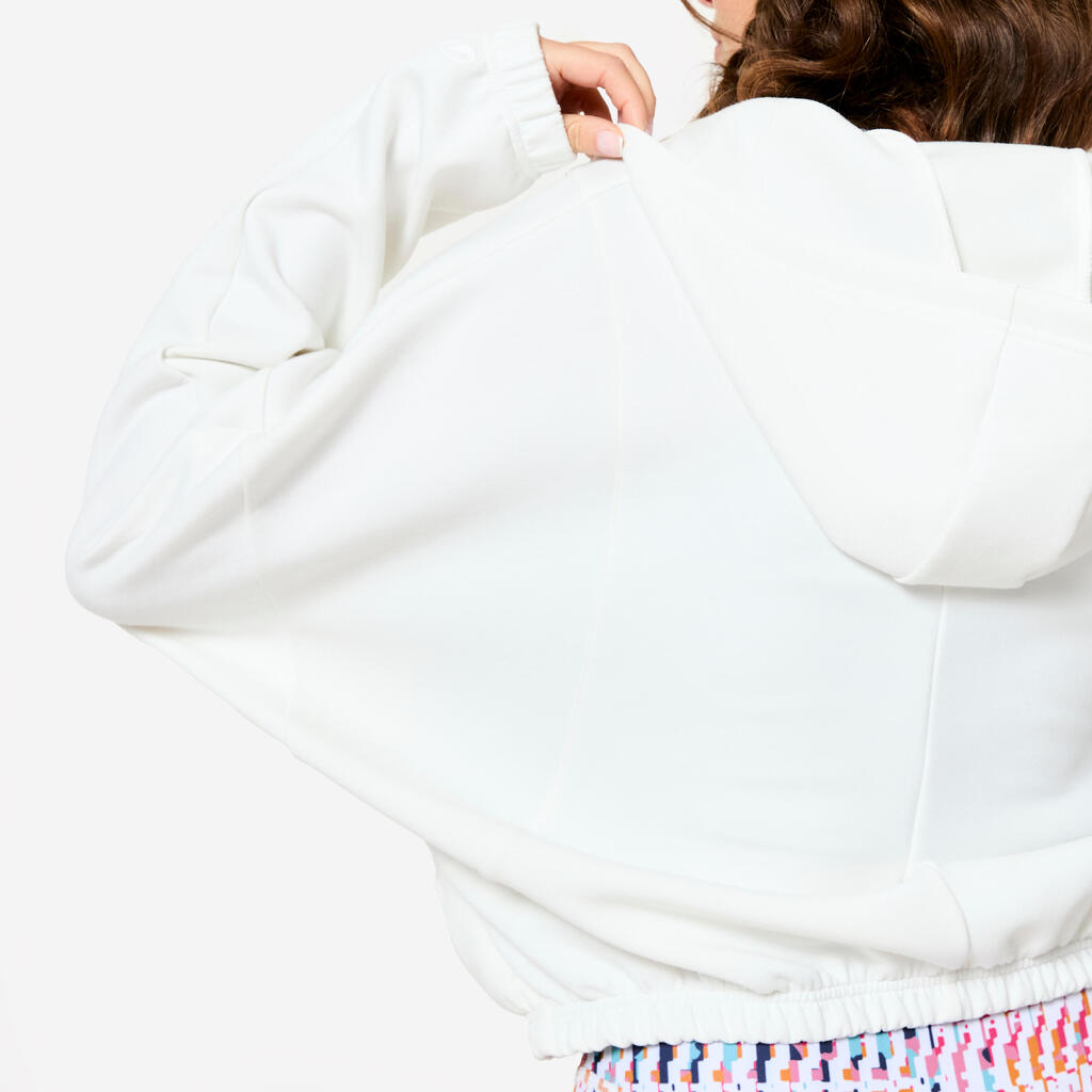 Women's Long-Sleeved Fitness Hooded Jacket - White