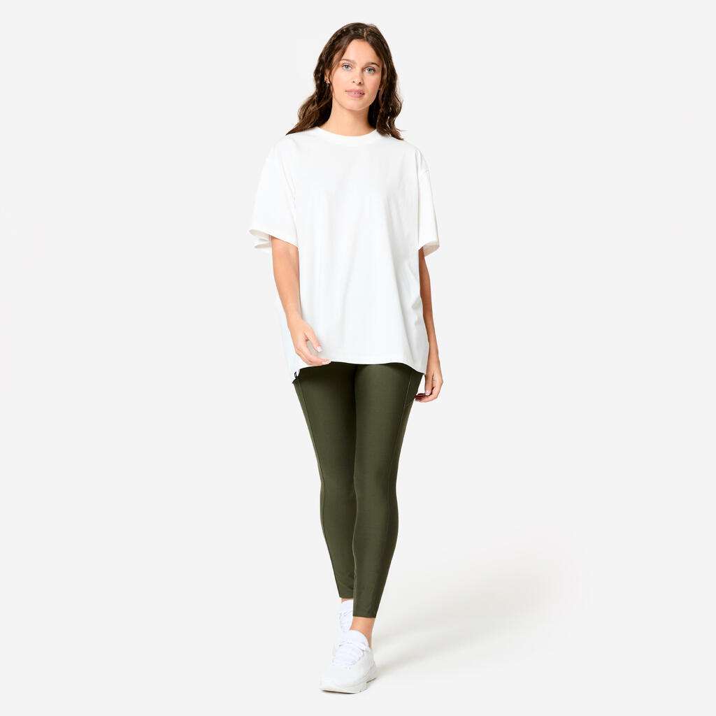 Ženska oversize majica z okroglim izrezom - Ecru