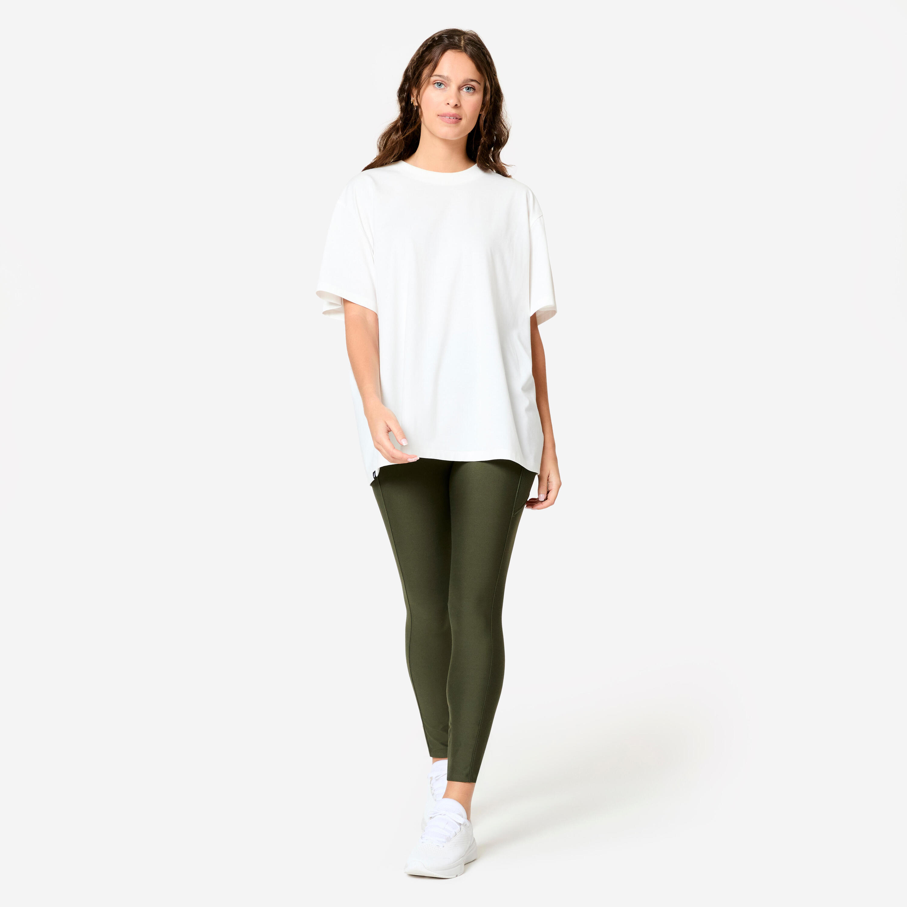 T-shirt oversize, col rond femme - écru 2/7