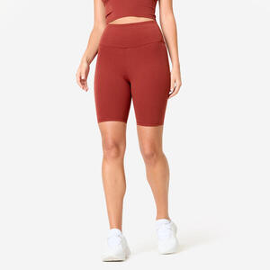 Pantalón Corto Fitness Mujer Terracota Corte Biker Ajustado
