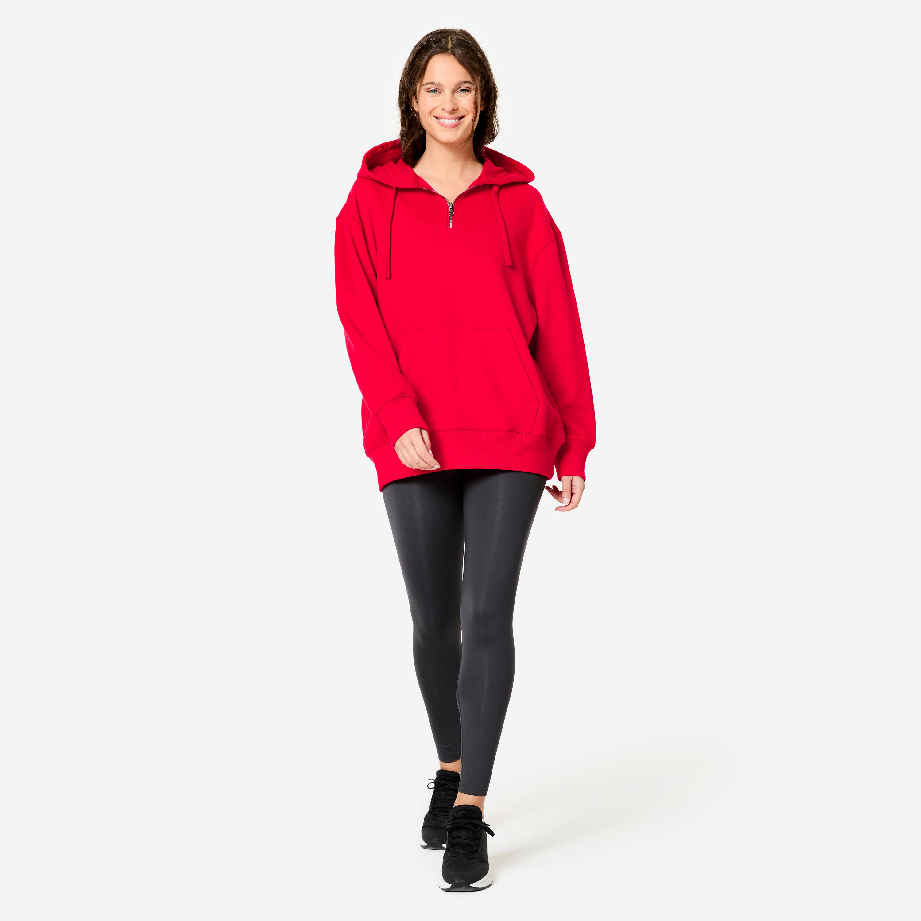 Sweat à Capuche de Fitness Oversize pour Femme - Rouge 2/8