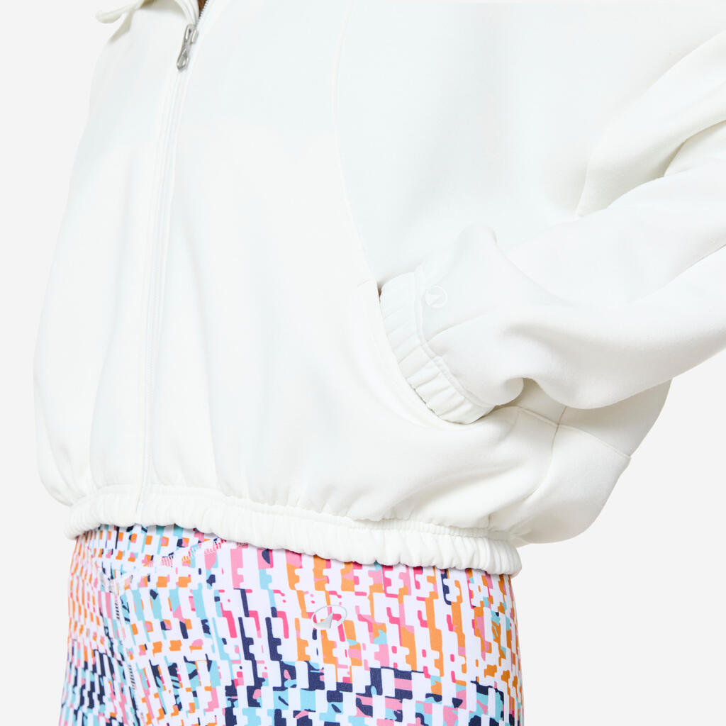 Women's Long-Sleeved Fitness Hooded Jacket - White