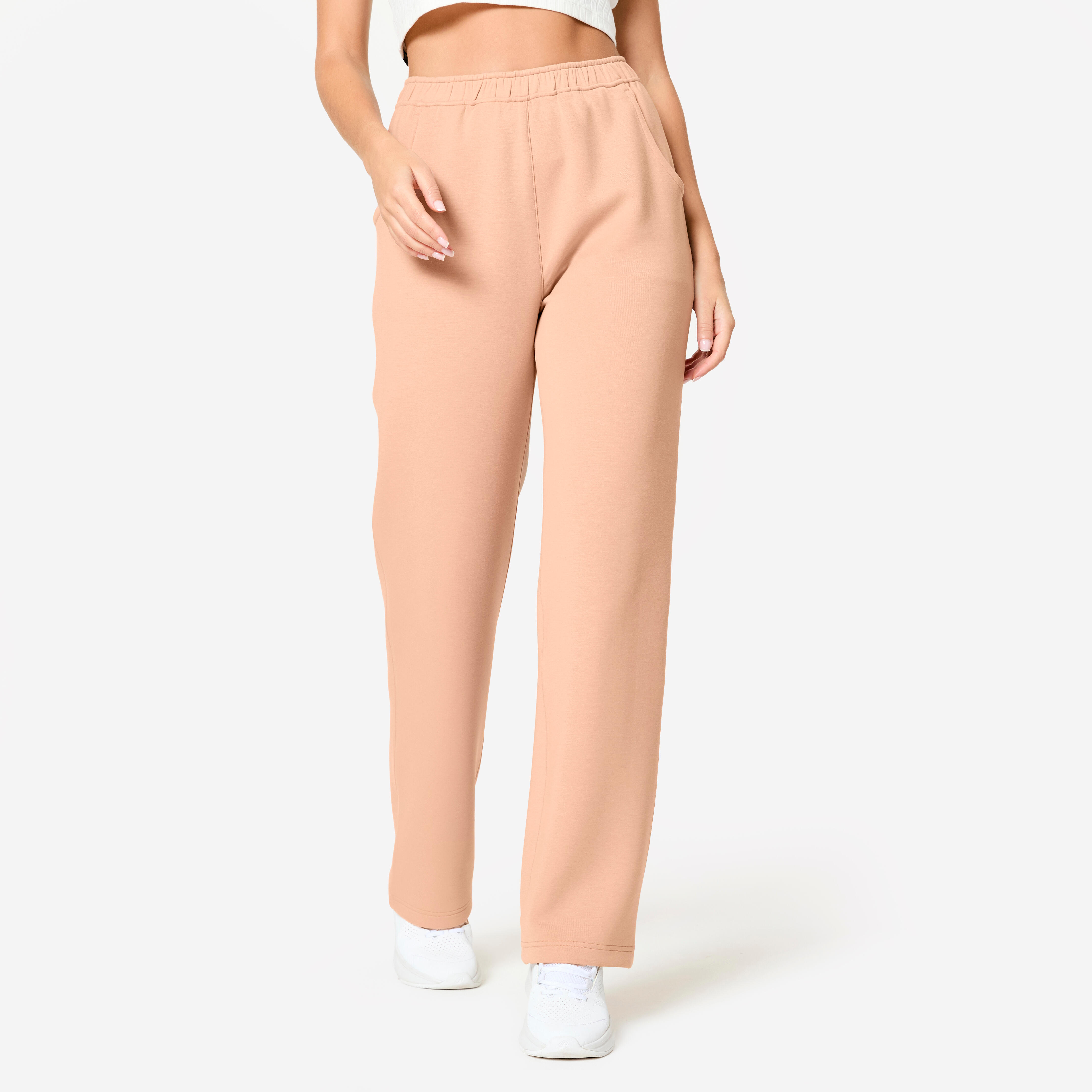 DECATHLON Dámske pohodlné fitness tepláky karamelová 2XL W39 L31