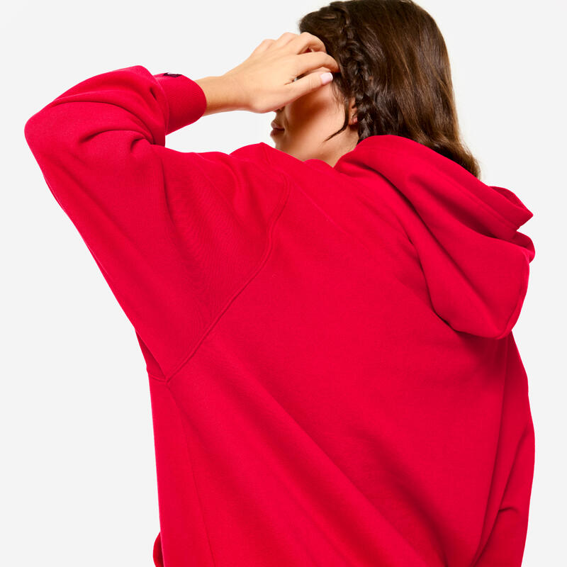 Hanorac cu fermoar Fitness Oversize Roșu Damă