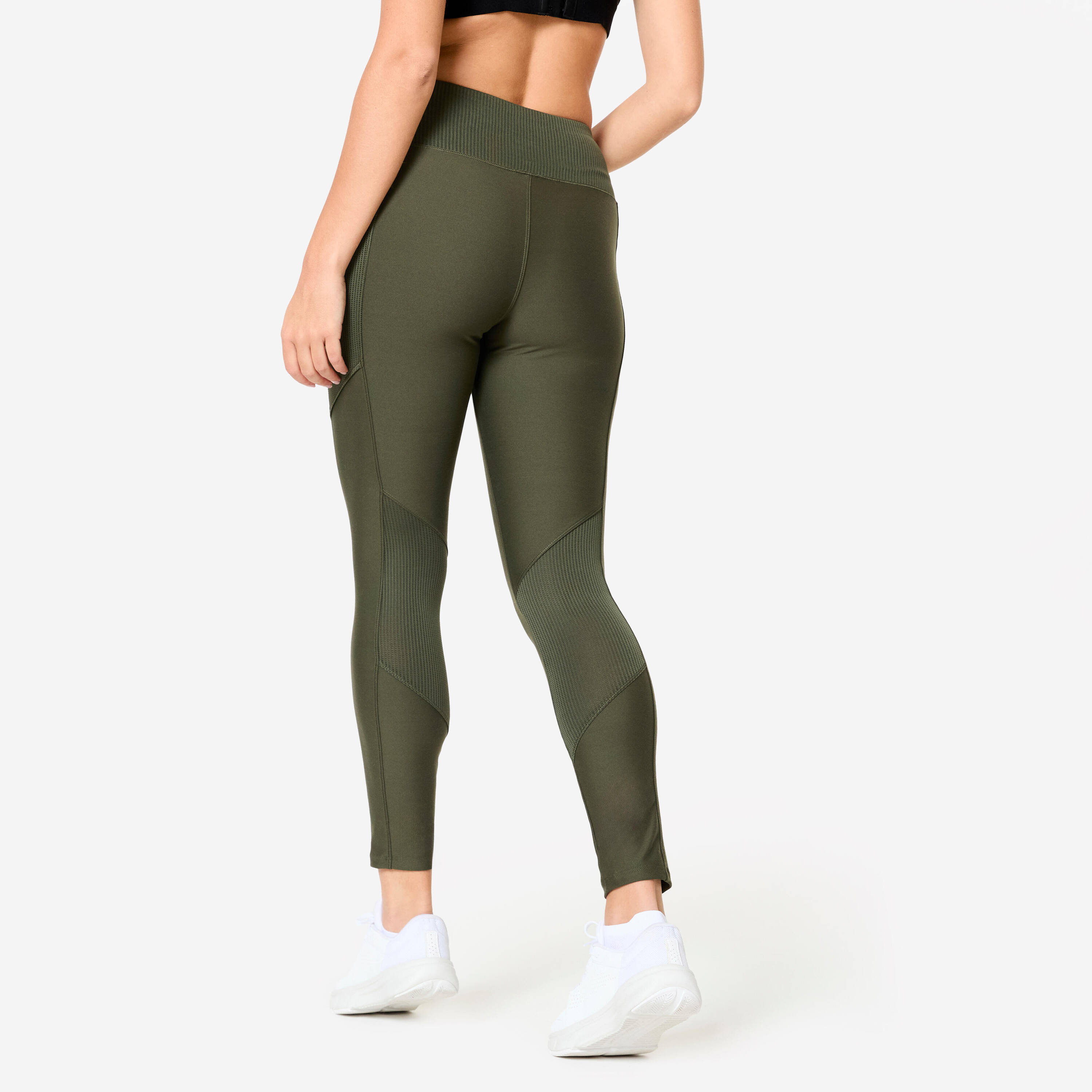Women's Fitness Leggings with Phone Pocket - Khaki Green -  4