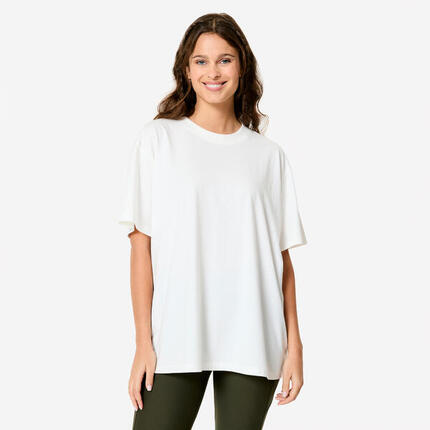 T-shirt oversize, col rond femme - écru