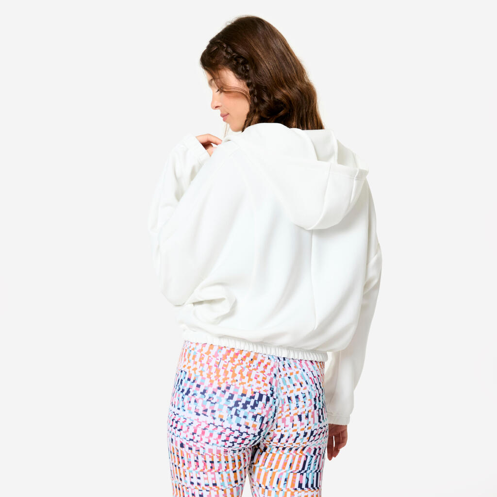 Women's Long-Sleeved Fitness Hooded Jacket - White