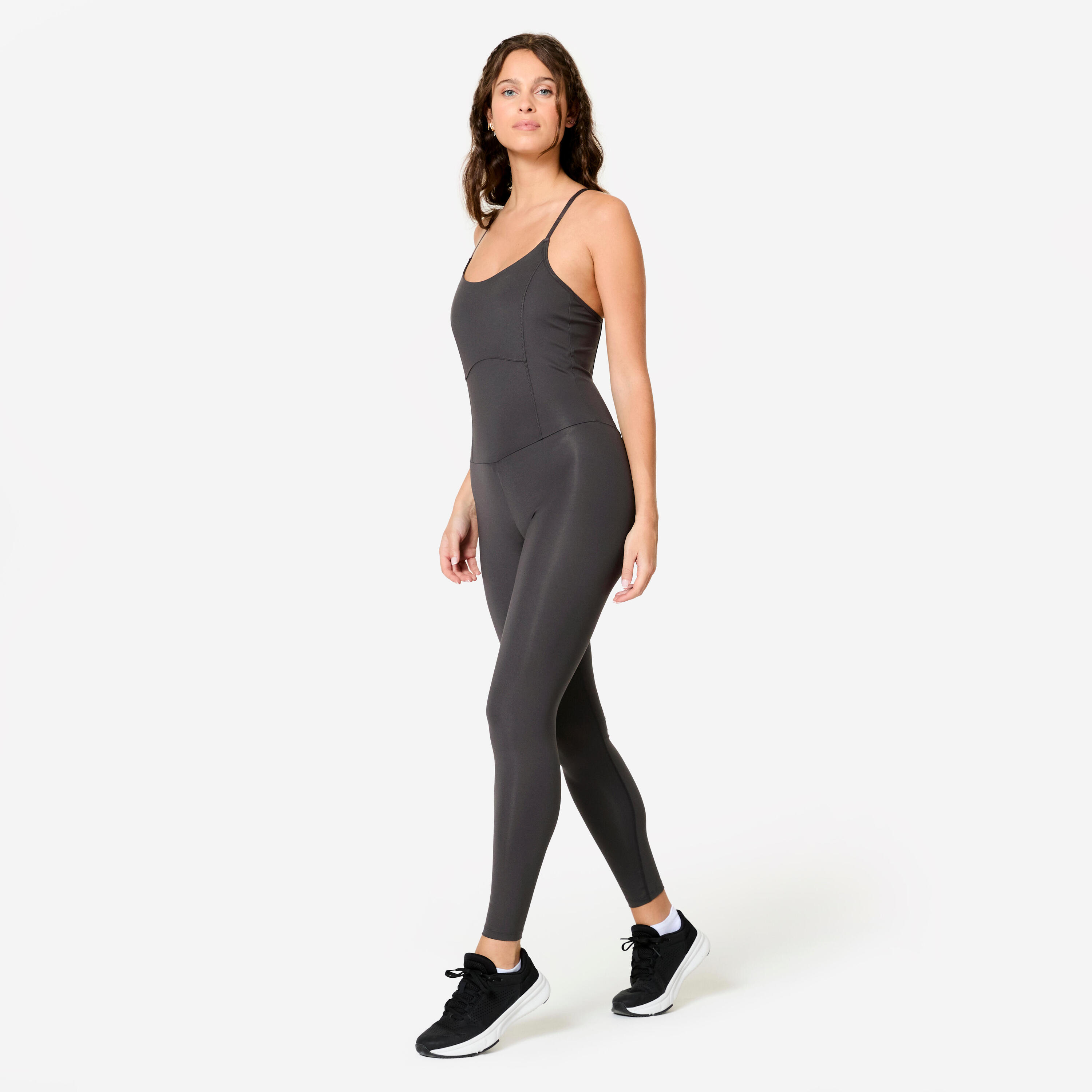 Combinaison de fitness extensible et opaque femme, gris 2/7