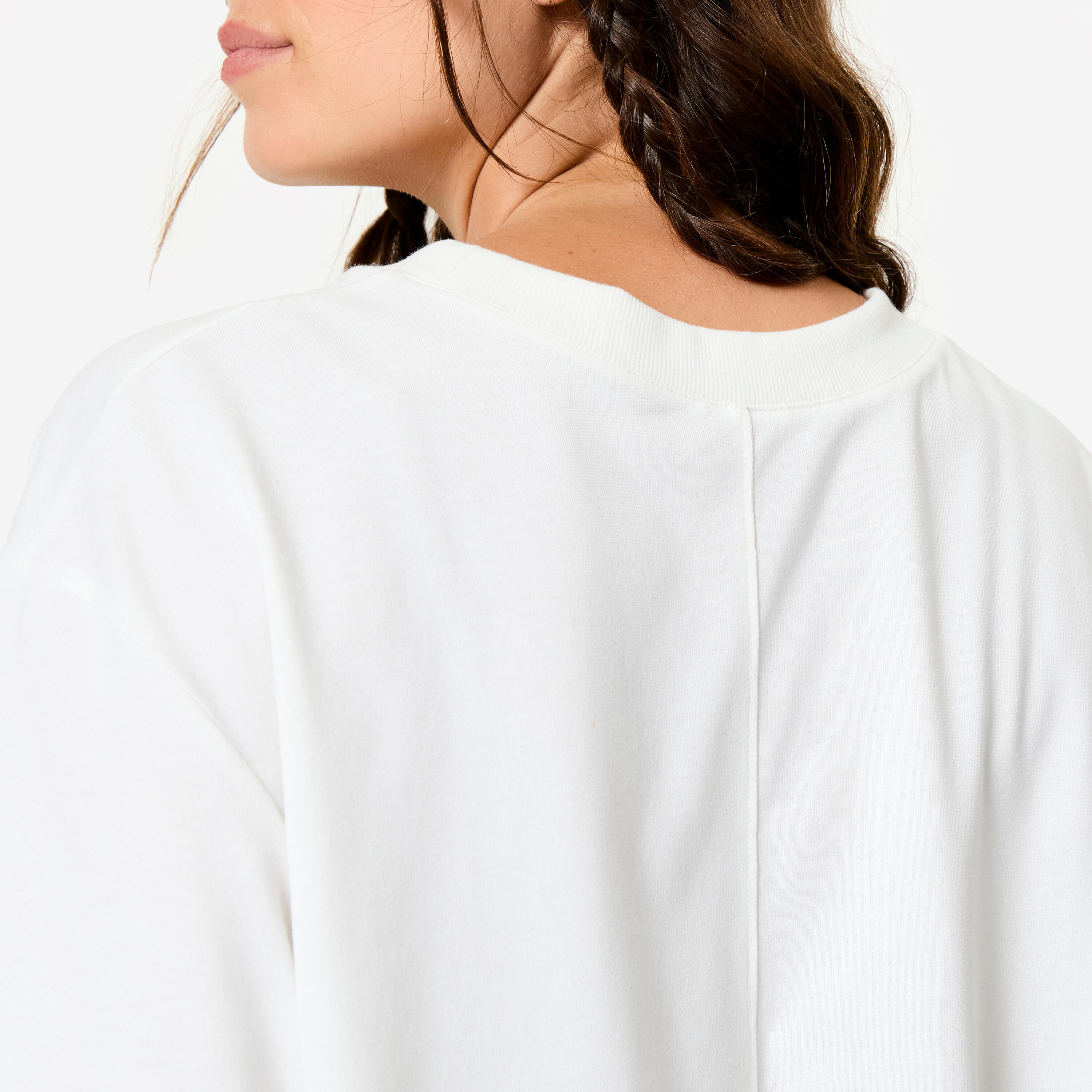 T-shirt oversize, col rond femme - écru 4/7