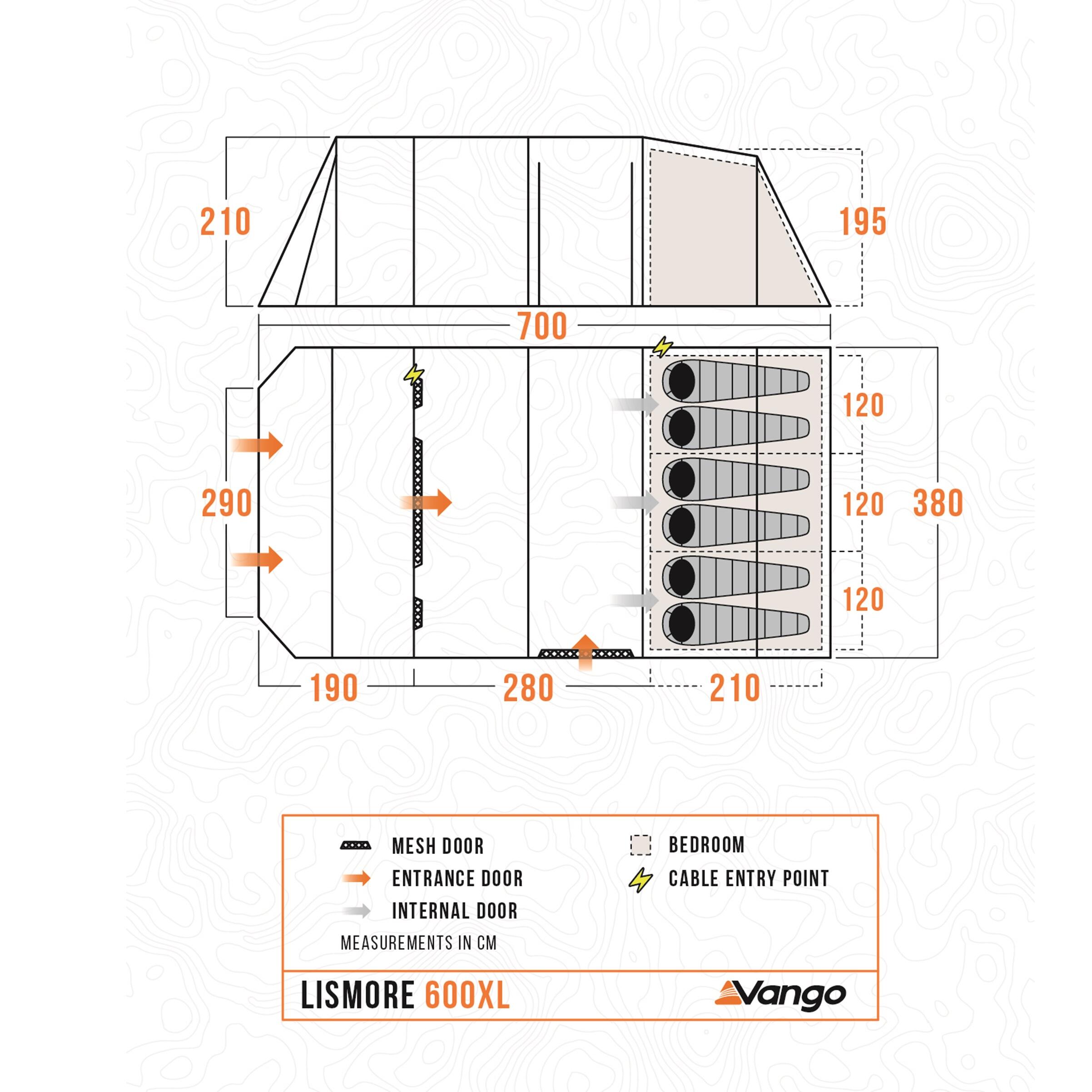 Vango Lismore 600XL - Poled 6 Man Family Tent 2025 4/23