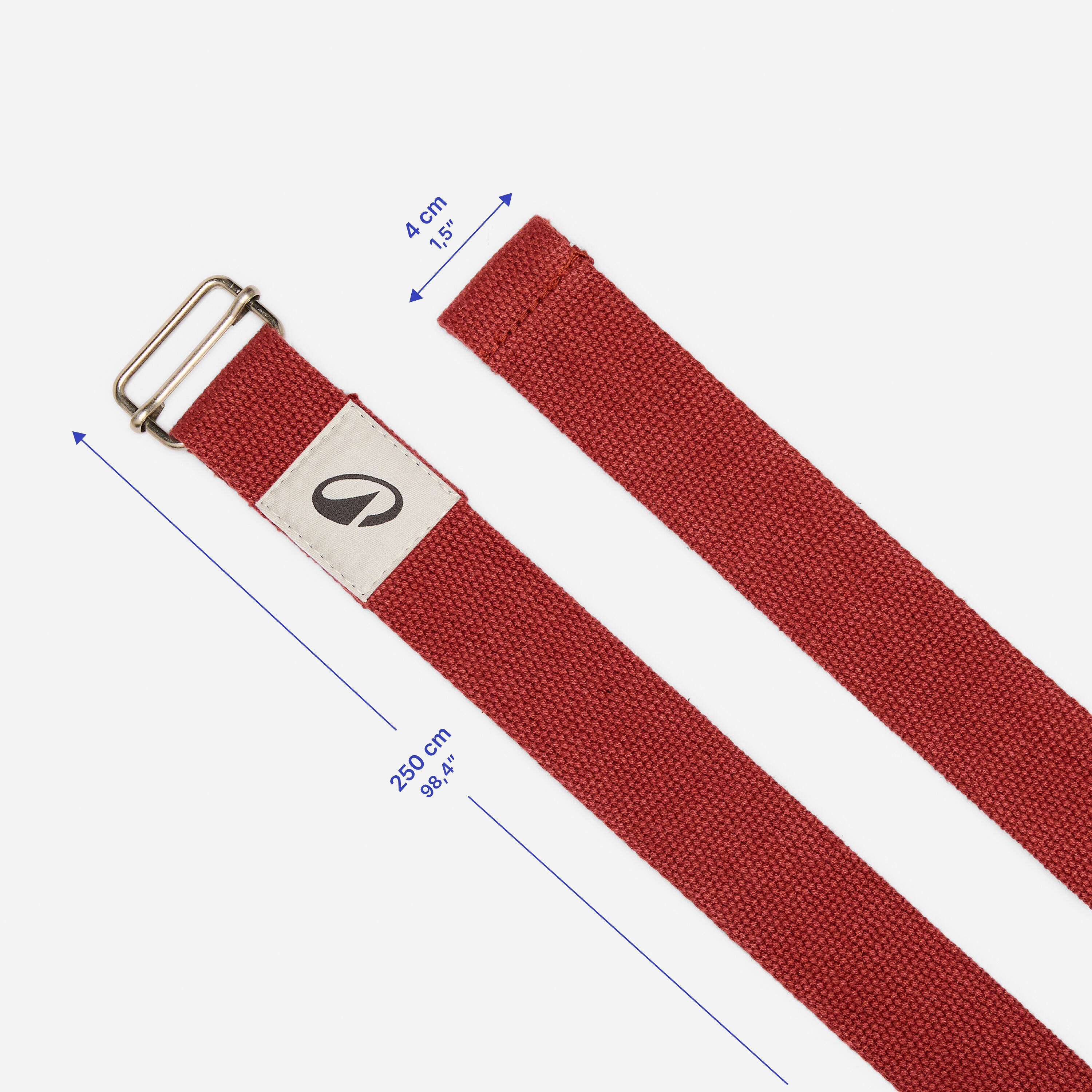 Cotton Yoga Strap Belt with a metal buckle -Terracotta brown -  4