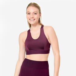 Brassière dos nageur avec coques maintien modéré Femme, imprimé multicolore