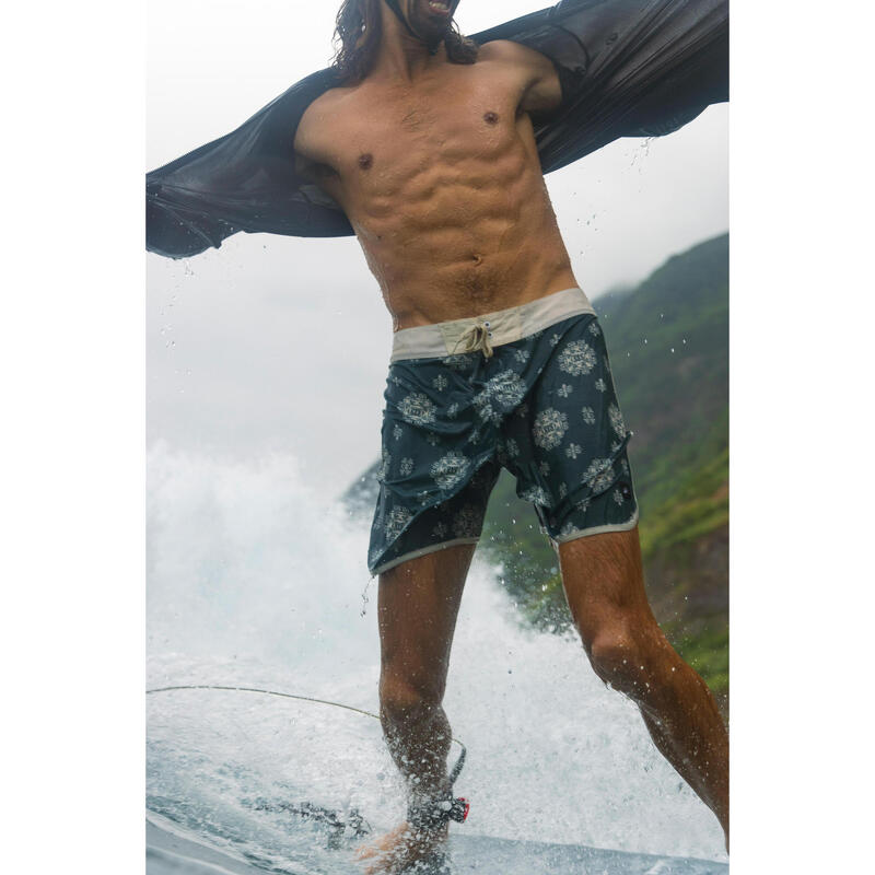 Boardshort lung surf 500 18" Hyperdrama Granit verde Bărbați