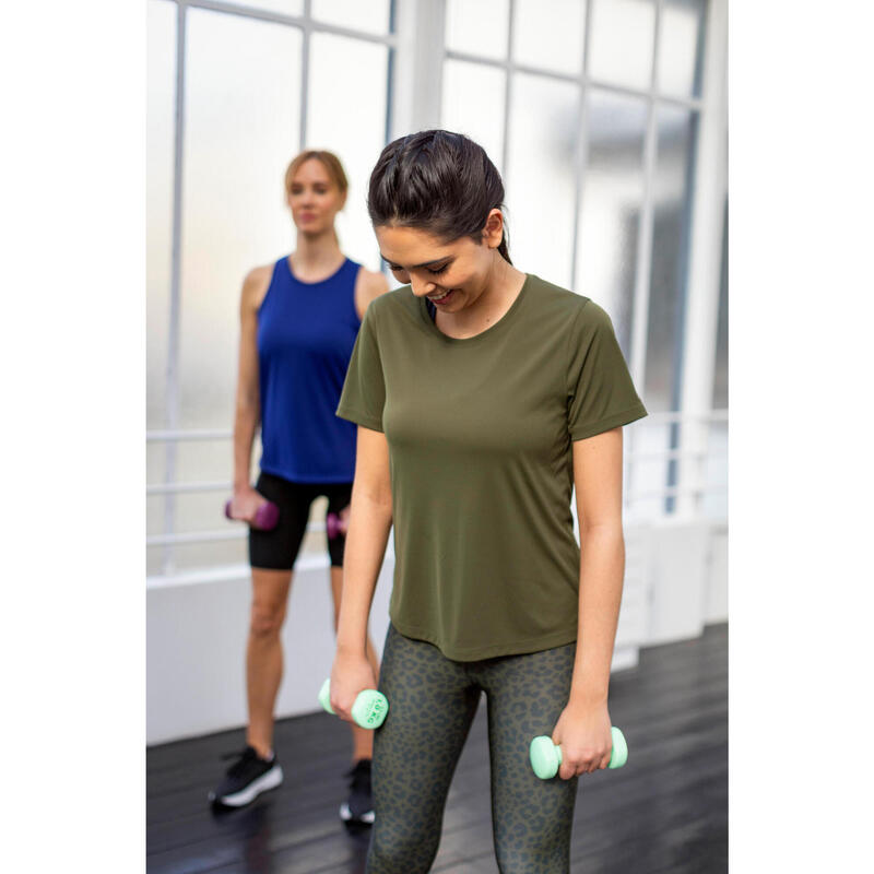 T-shirt ample de fitness respirant femme, vert kaki