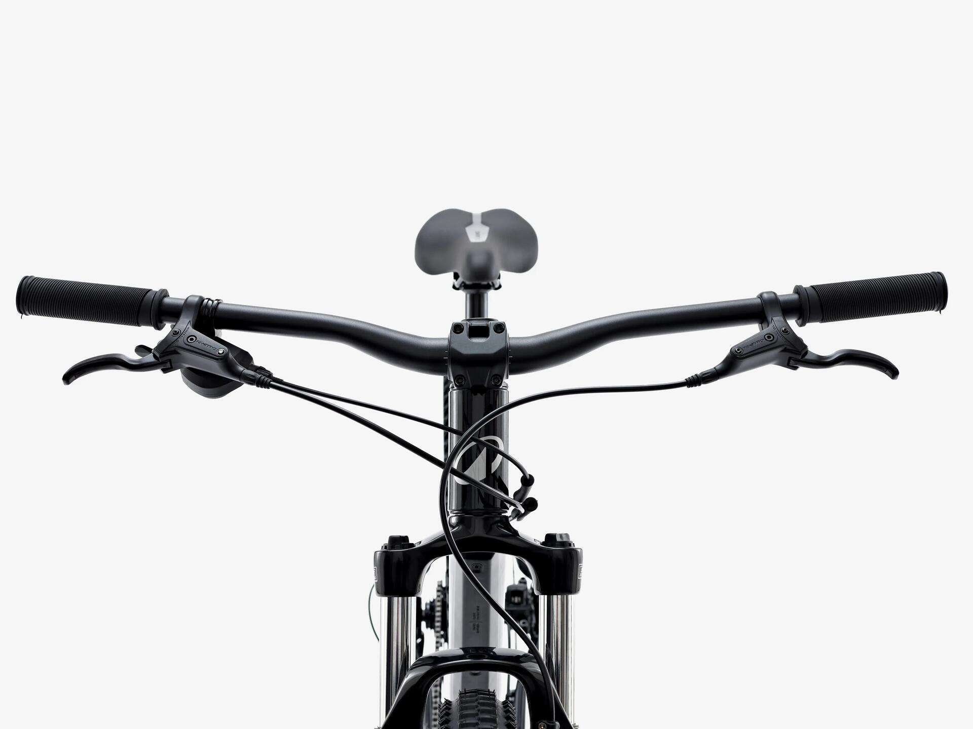 A up-close shot of some Van Rysel road bike handlebars