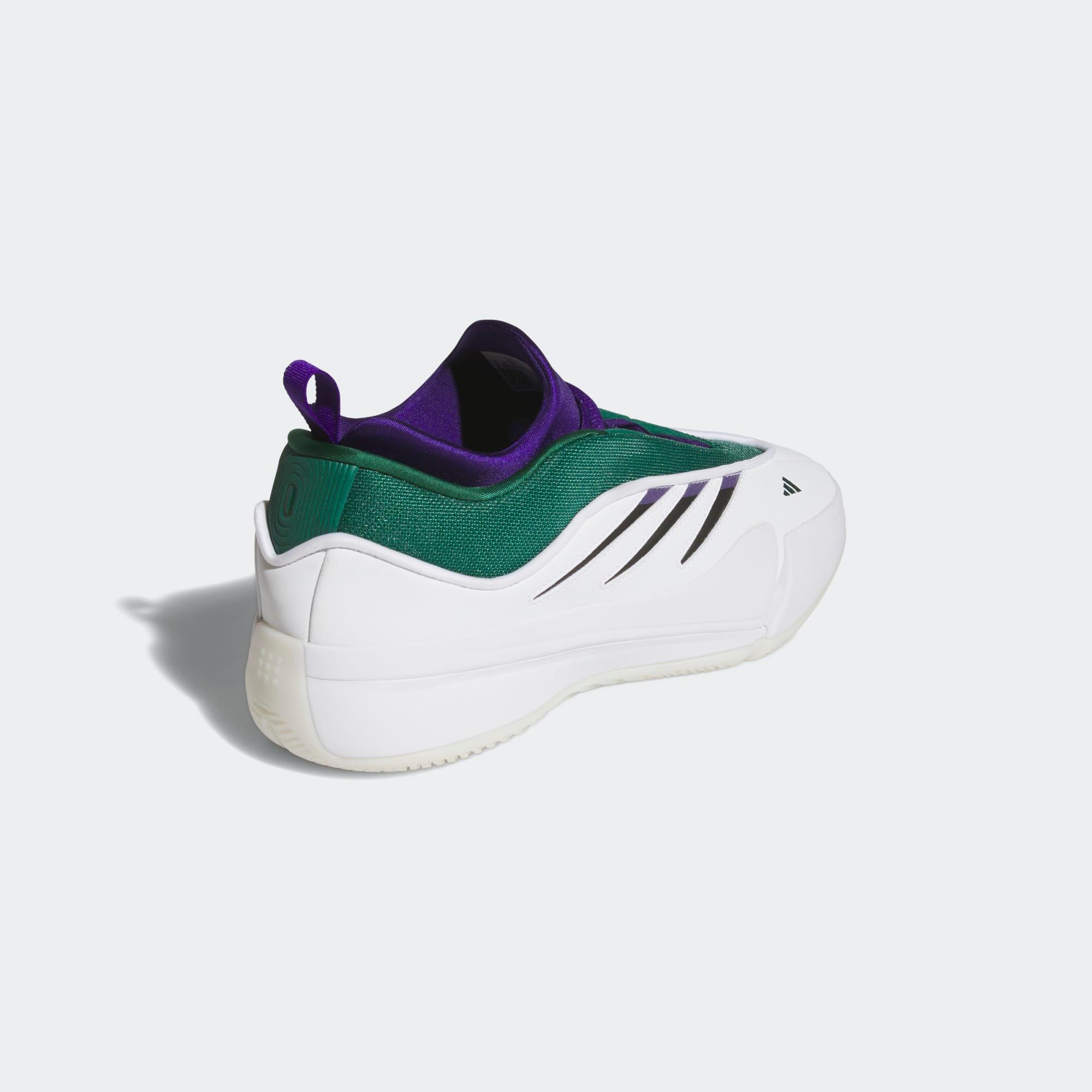 Sapatilhas de Basquetebol Adulto - Adidas Dame 9 Branco, Roxo e Verde 3/8