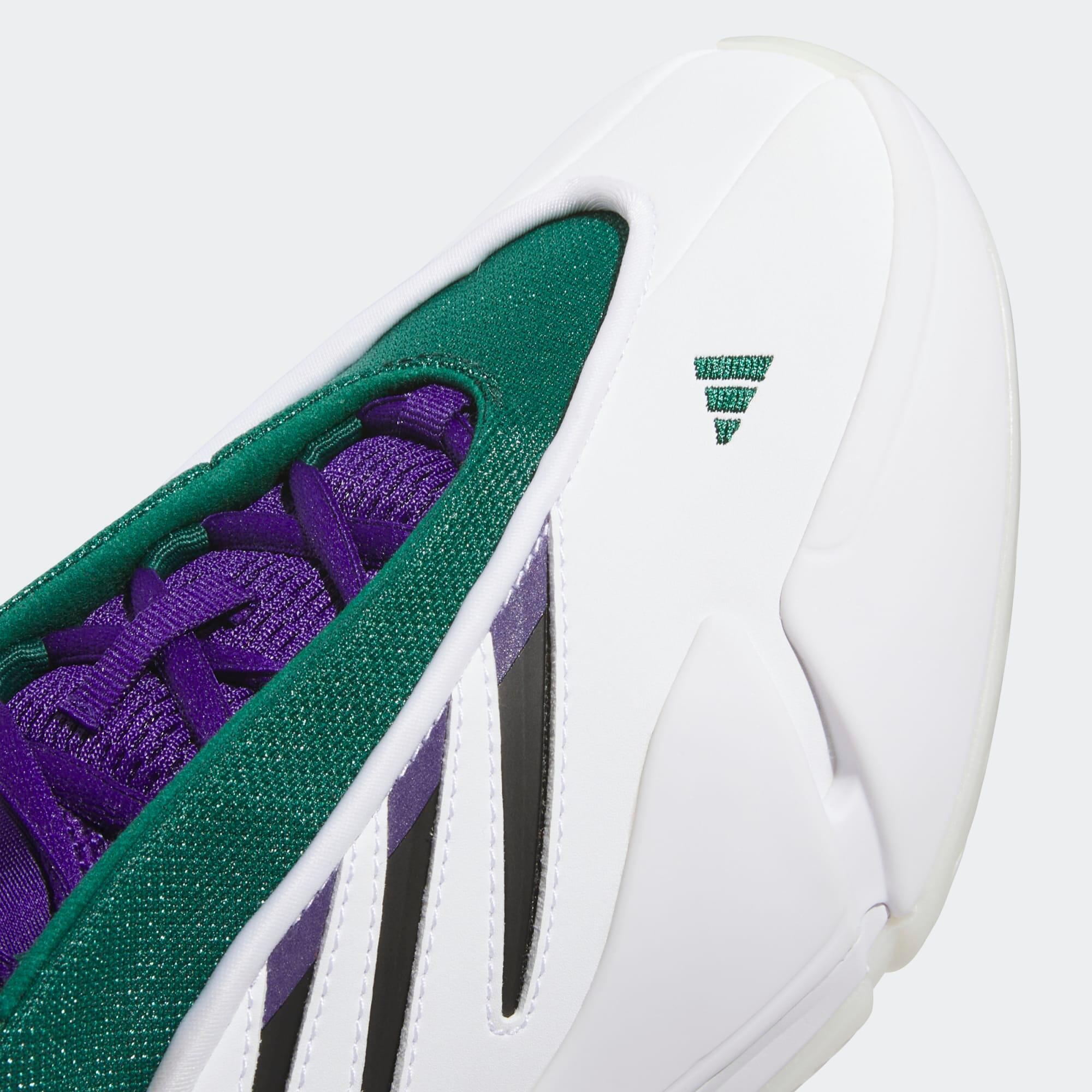 Sapatilhas de Basquetebol Adulto - Adidas Dame 9 Branco, Roxo e Verde 6/8