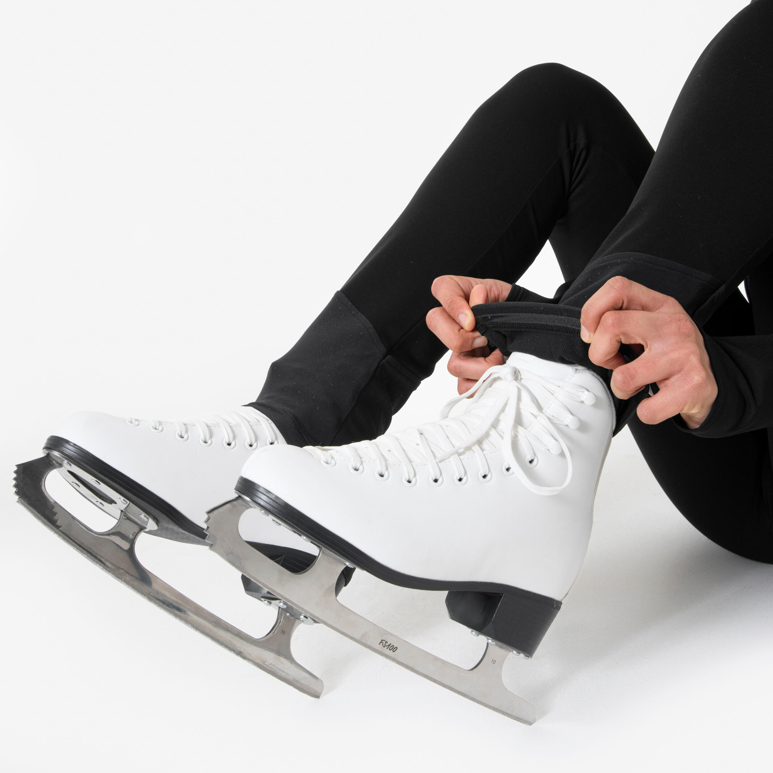 Trainings-Leggings Eiskunstlauf Erwachsene schwarz 5/6