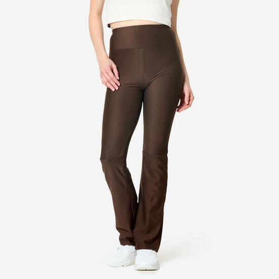 Legging de fitness bas droit femme, marron