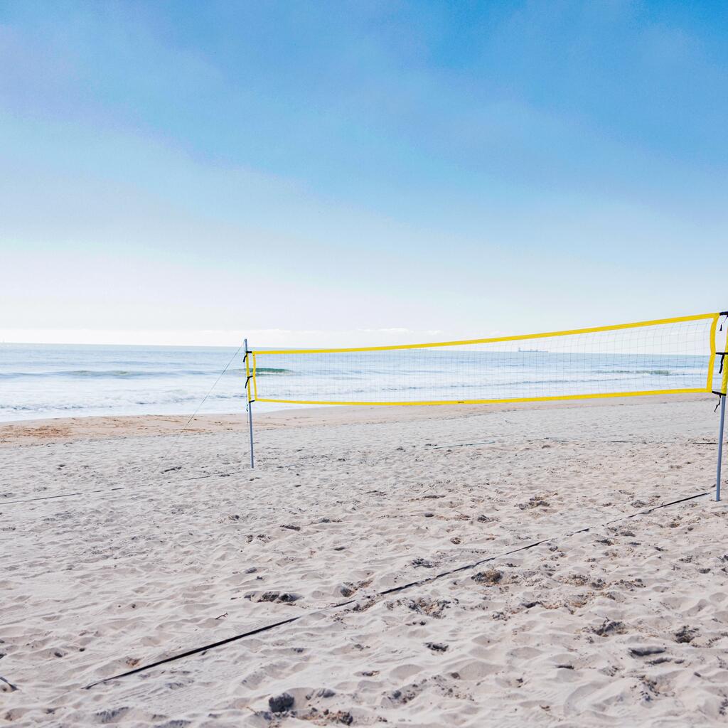Beachvolleyballnetz Set offizielle Maße 8 x 16 m drei Höhen - BV900 gelb