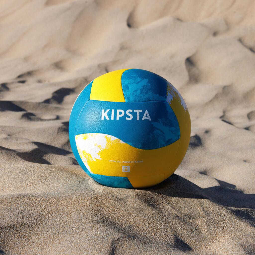 BALLON DE BEACH VOLLEY REPLICA HYBRIDE 500 JAUNE BLANC
