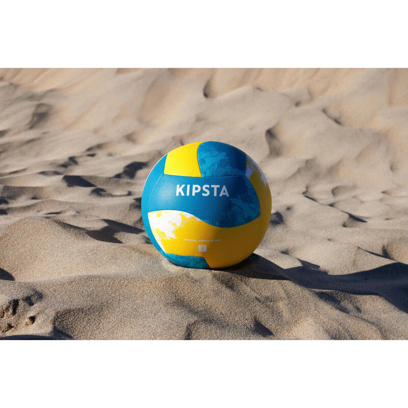 BALLON DE BEACH VOLLEY REPLICA HYBRIDE 500 JAUNE BLEU