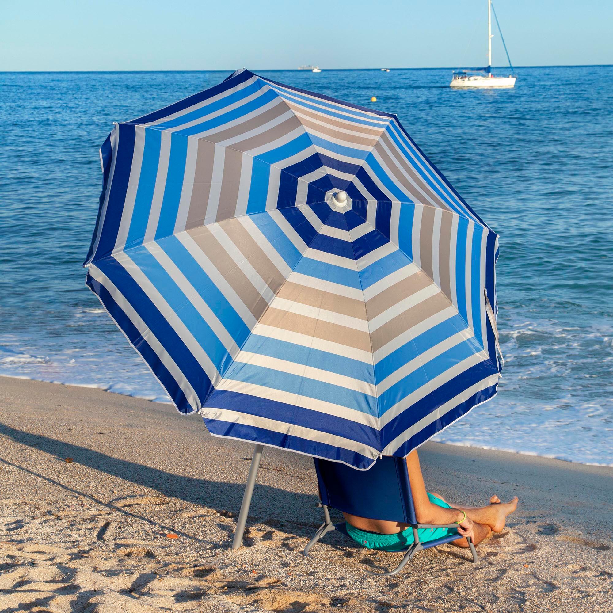 Ombrellone da spiaggia SUN&SURF a righe blu oro 200 cm 2/5