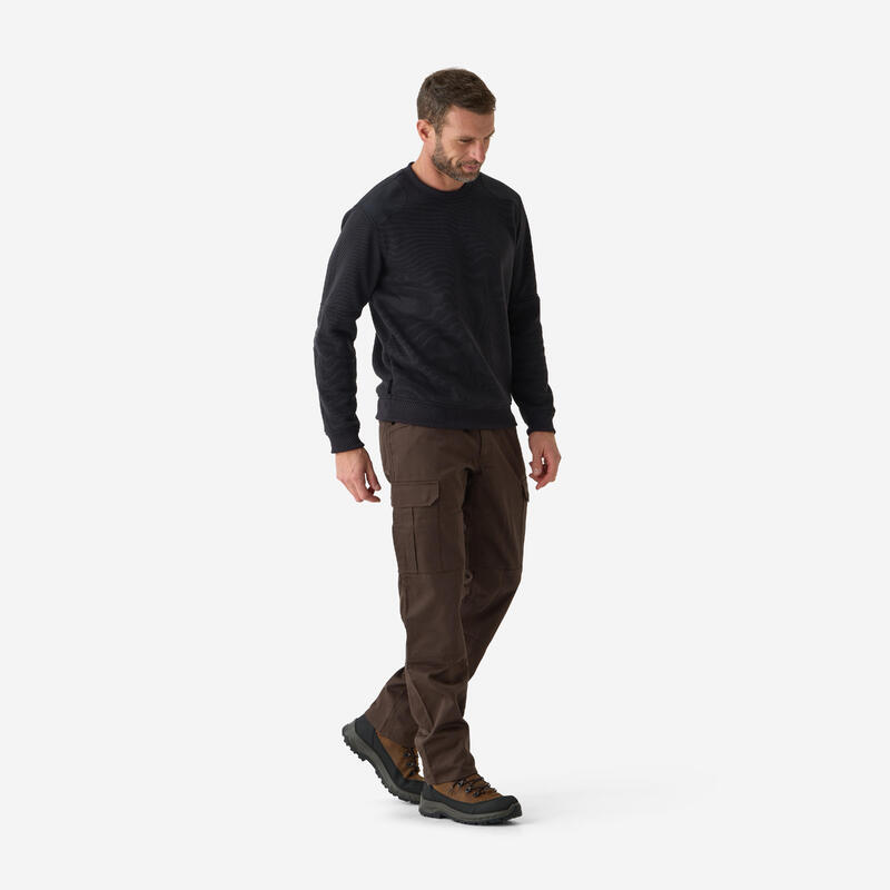 Pantalon cargo rezistent Stepă 500 bumbac 100% Maro