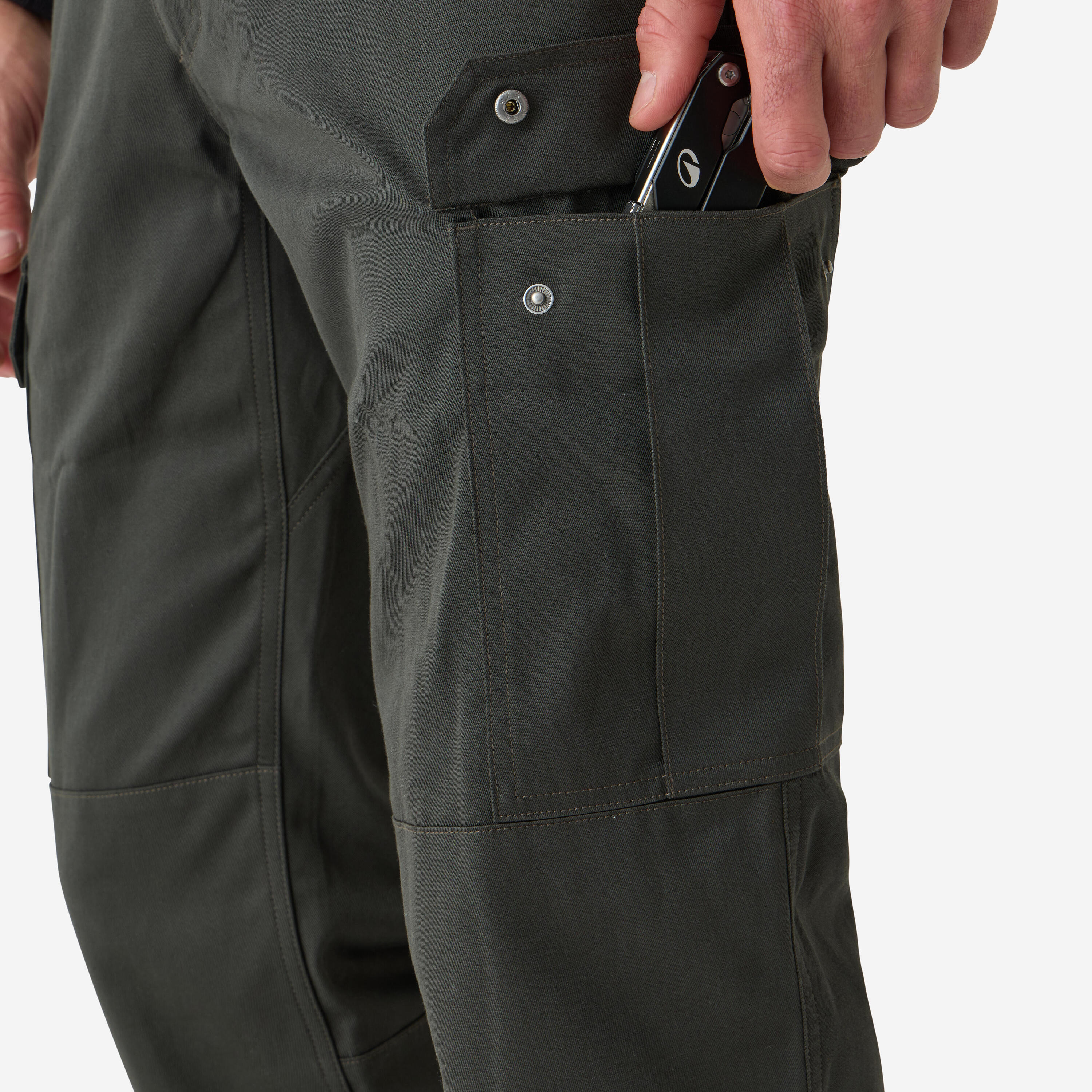Pantalon cargo de chasse résistant homme, Steppe 500 vert 8/12