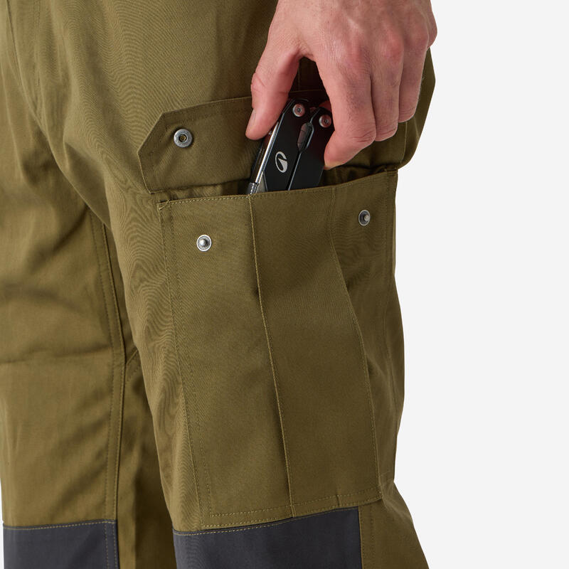 Pantalon cargo rezistent Stepă 500 bumbac 100%  bicolor