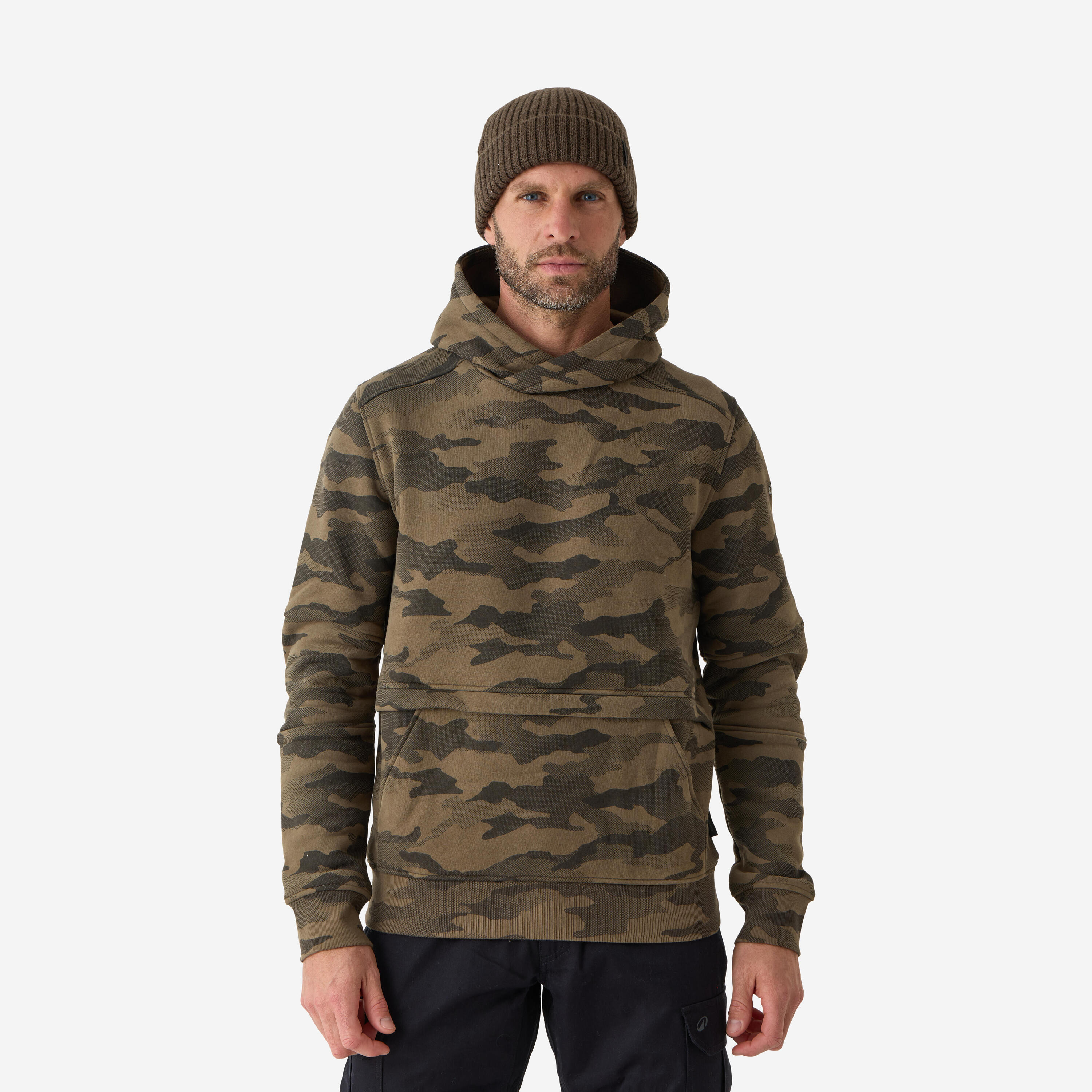 SOLOGNAC HOODED SWEATSHIRT 500 HALFTONE CAMO