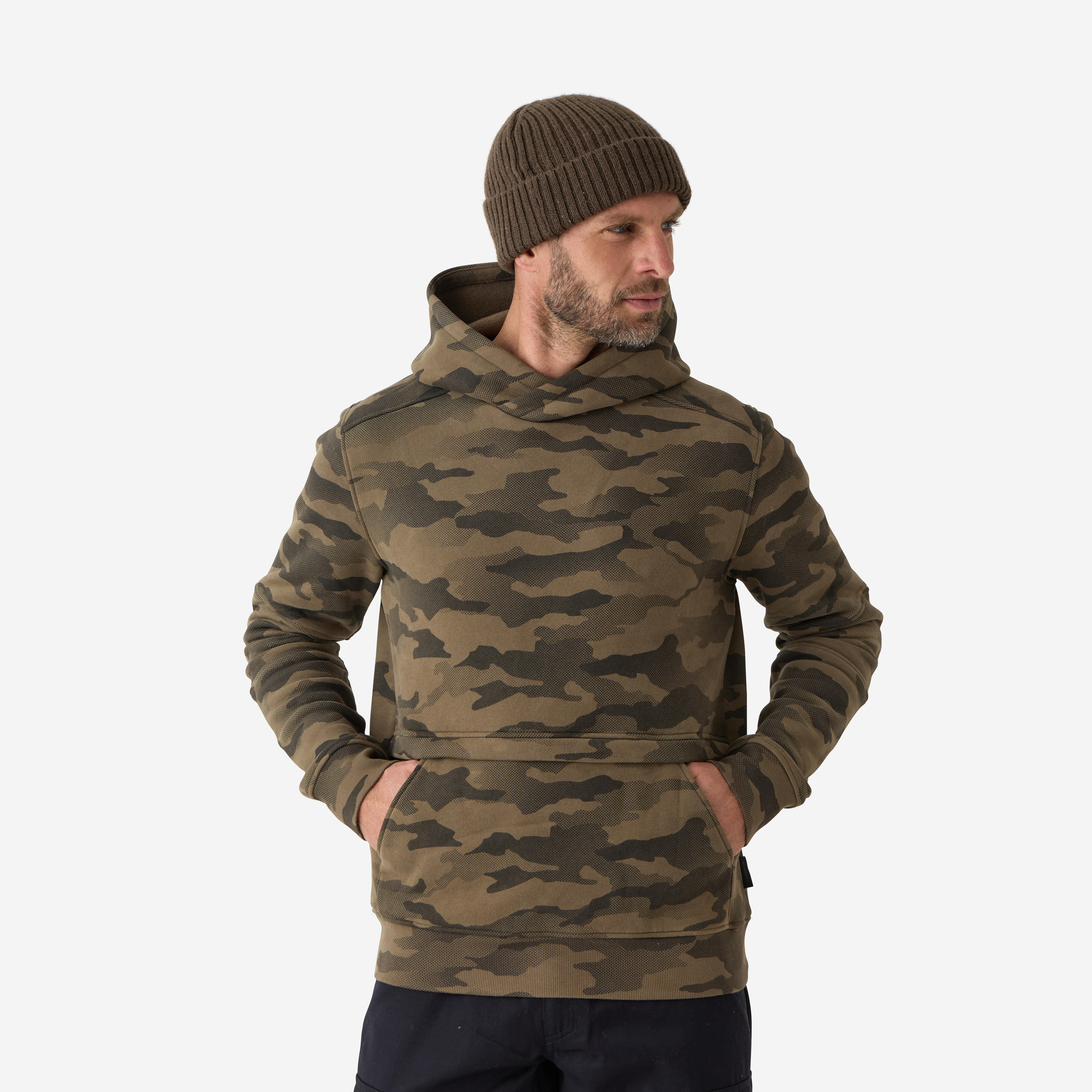 Chandail à capuchon homme, 500 camouflage - SOLOGNAC