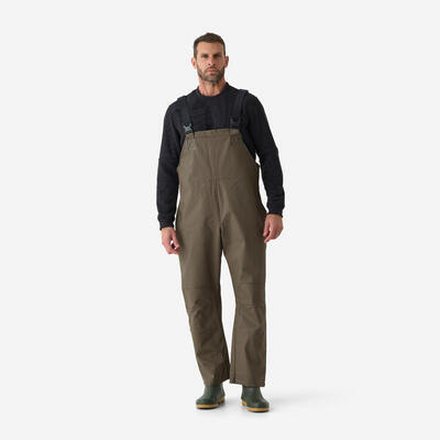 Broek met bretels 500 heren waterdicht winddicht groen