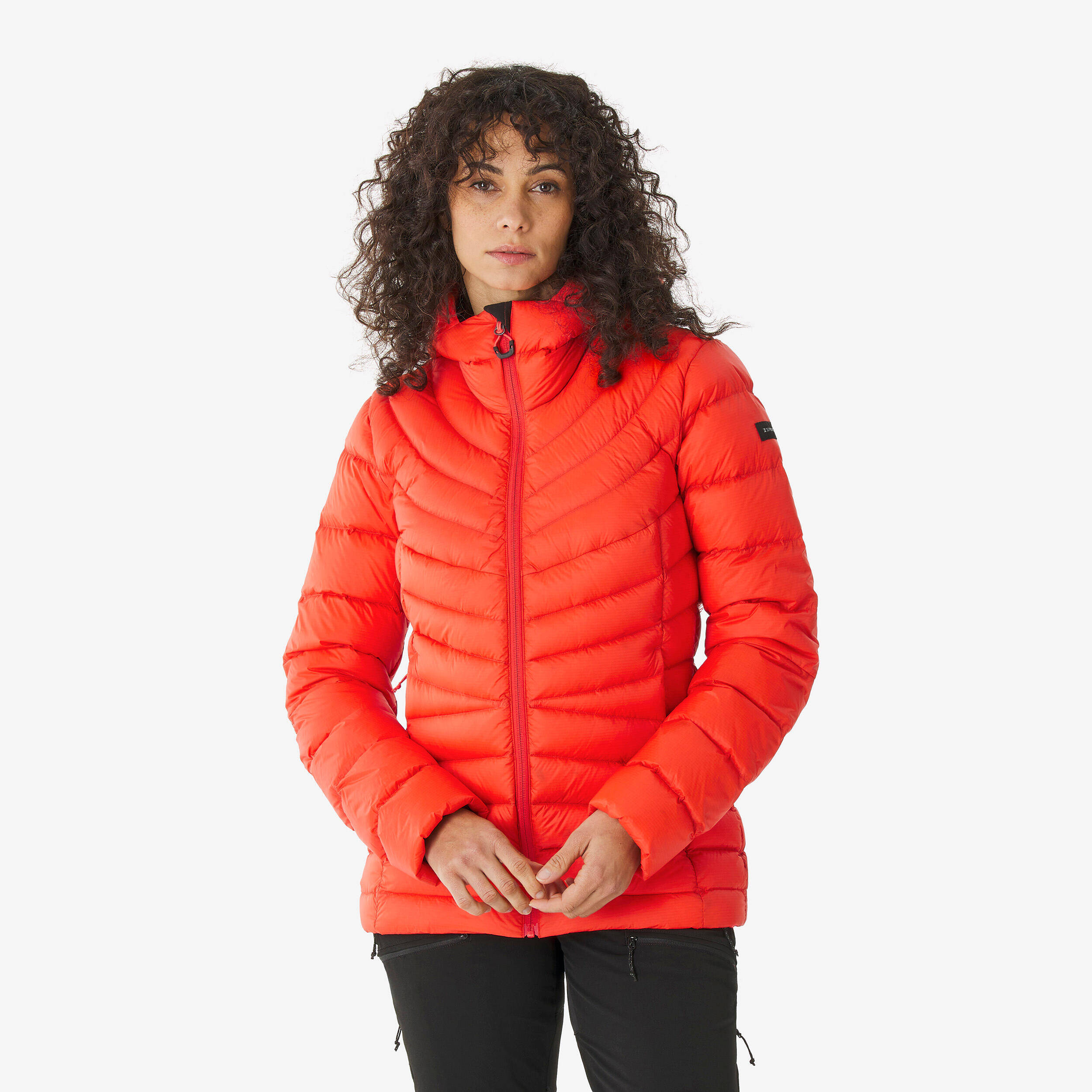 Women’s hooded down trekking jacket -10°C, MT500 - Red -  1