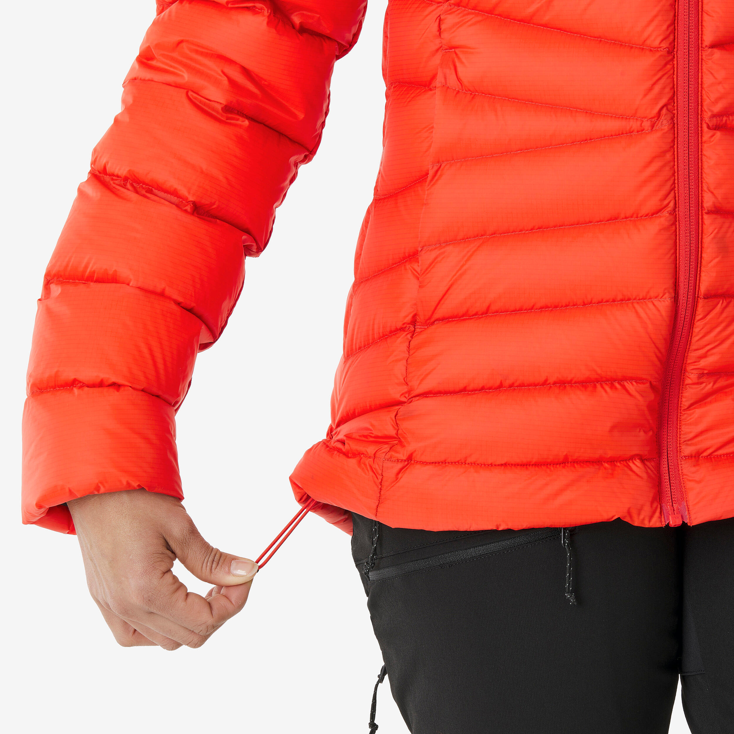 Women’s hooded down trekking jacket -10°C, MT500 - Red