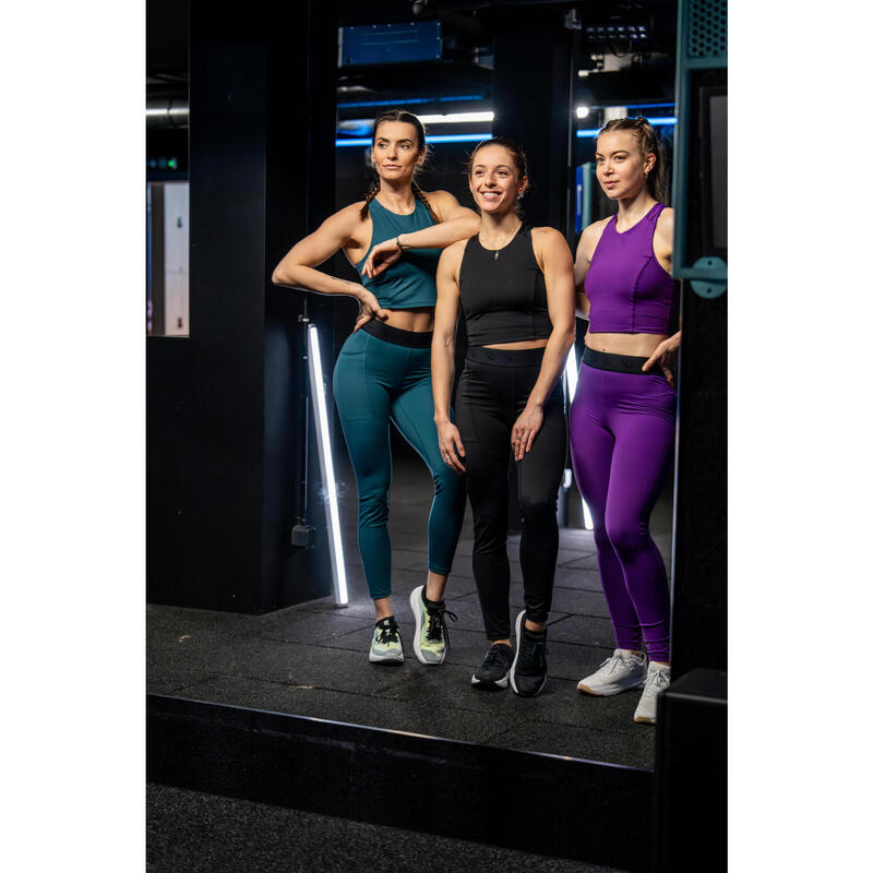 Maiou mulat fitness crop-top 500 Negru Damă