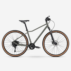 Bicicleta Trekking con suspensión Cuadro Alto ACTV 500 Verde