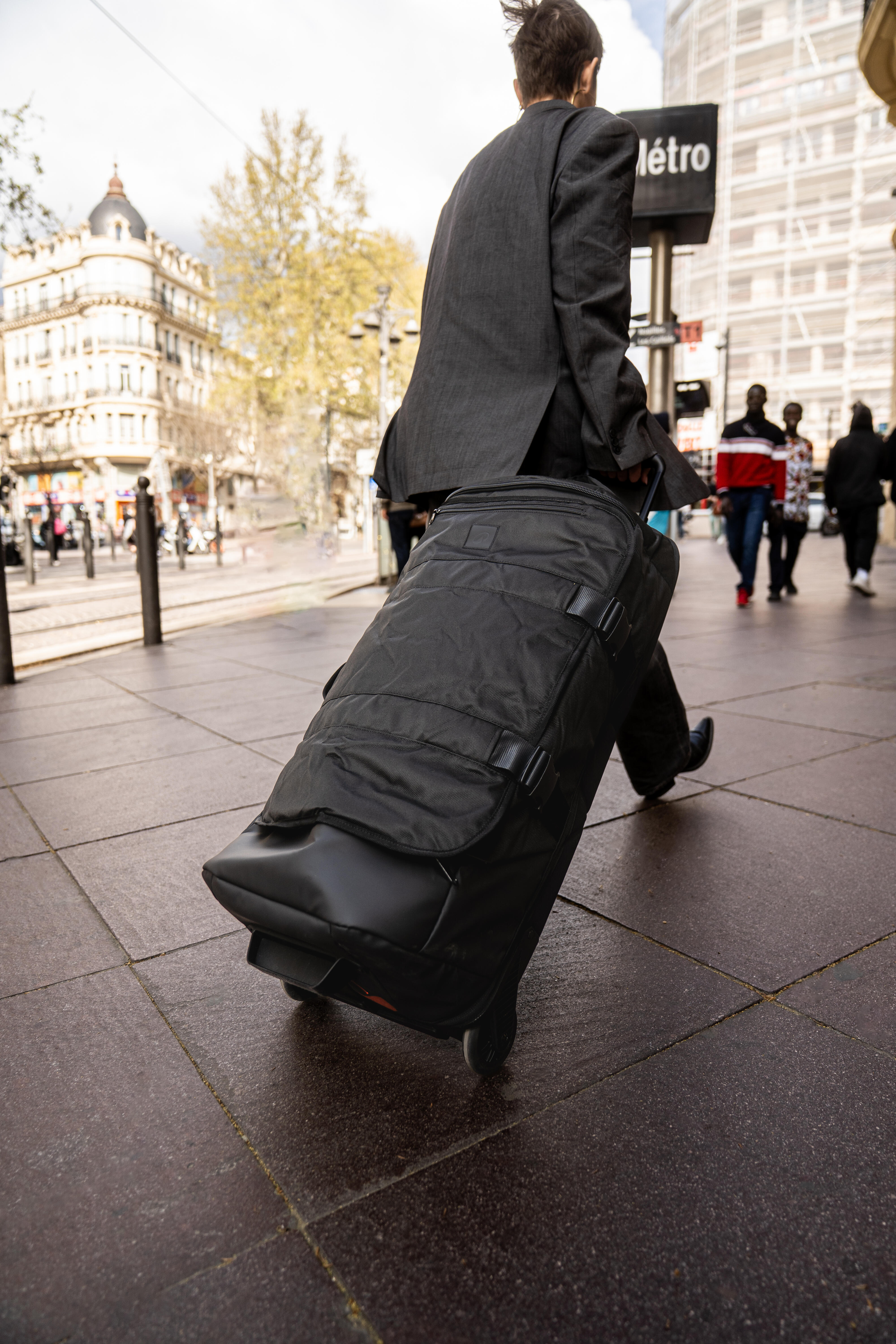 Valise pliable 85L noire Spacesaver, sac de voyage à roulettes