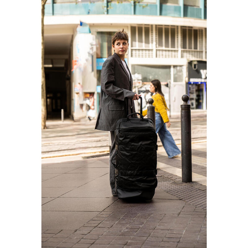 Valise pliable 85L noire Spacesaver, sac de voyage à roulettes