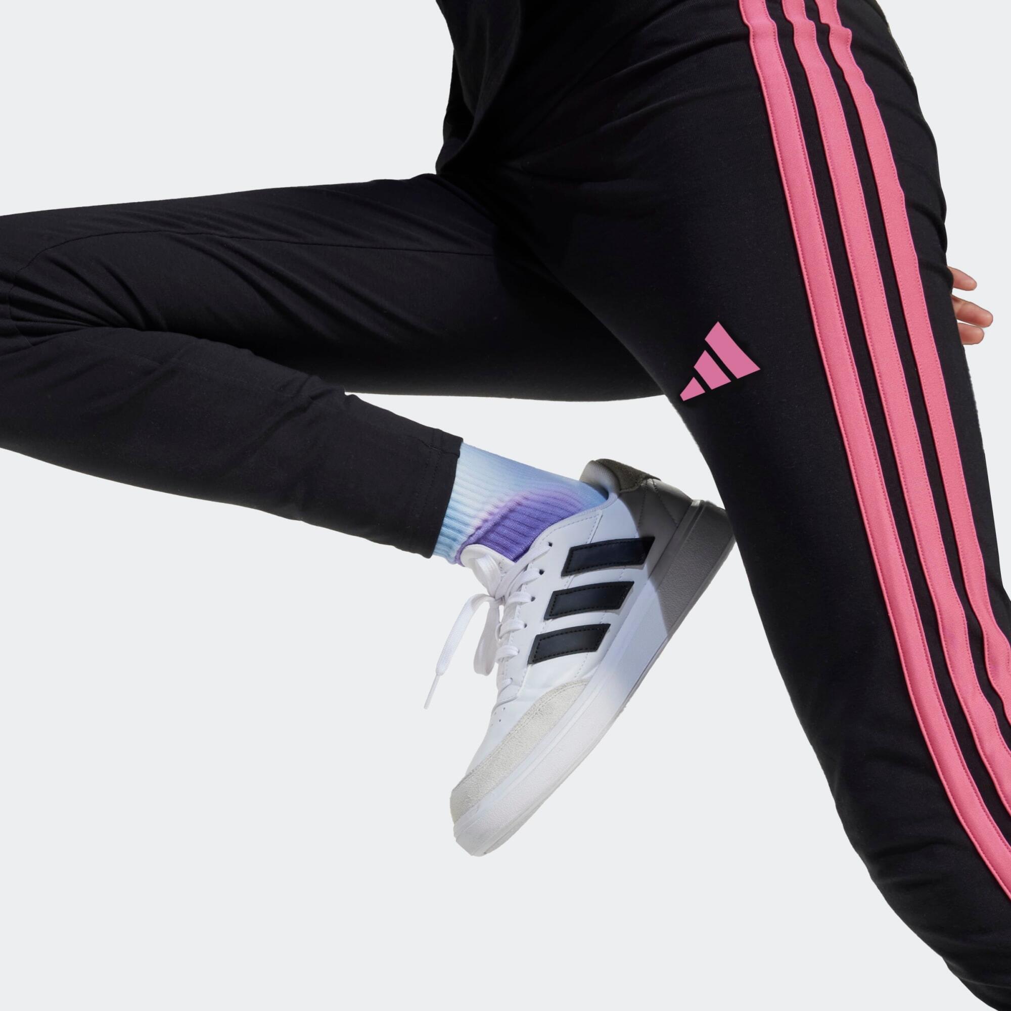 Leggings ADIDAS bambina ginnastica cotone nero-rosa 4/5