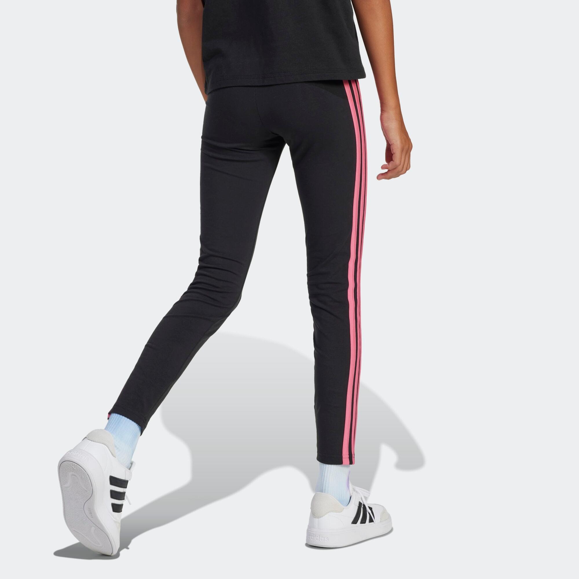 Leggings ADIDAS bambina ginnastica cotone nero-rosa 2/5